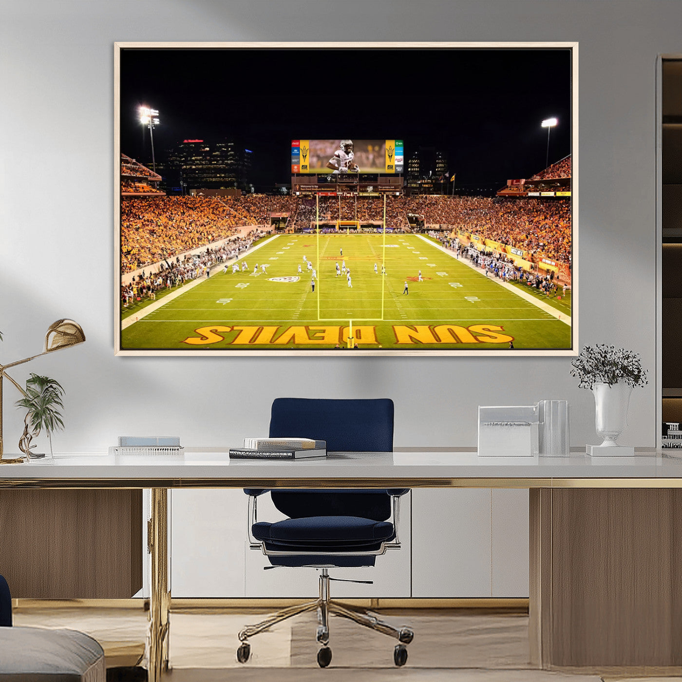 87612-MGV-FC-36X24_Natural-ASU Sun Devils Football Team Print - Phoenix Mountain America Stadium Canvas Print