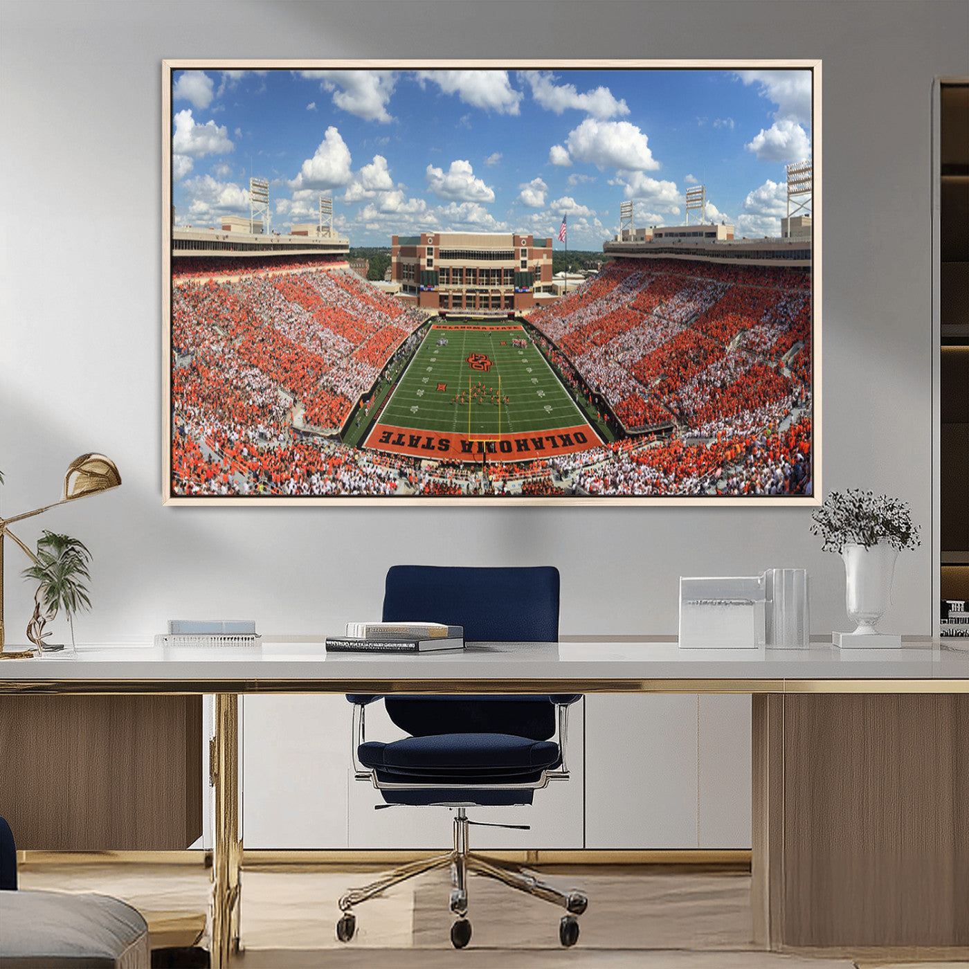 65192-MGV-CV-36X24-Oklahoma State Cowboys Football Team Print - Stillwater Boone Pickens Stadium Wall Art Canvas Print