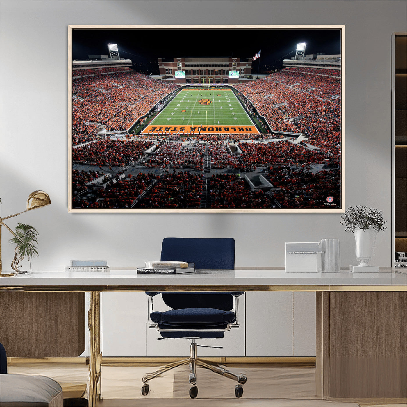 81675-MGV-CV-36X24-Boone Pickens Stadium Wall Art Oklahoma State Cowboys Print Framed Sports Canvas Art for Home, Office, Living Room