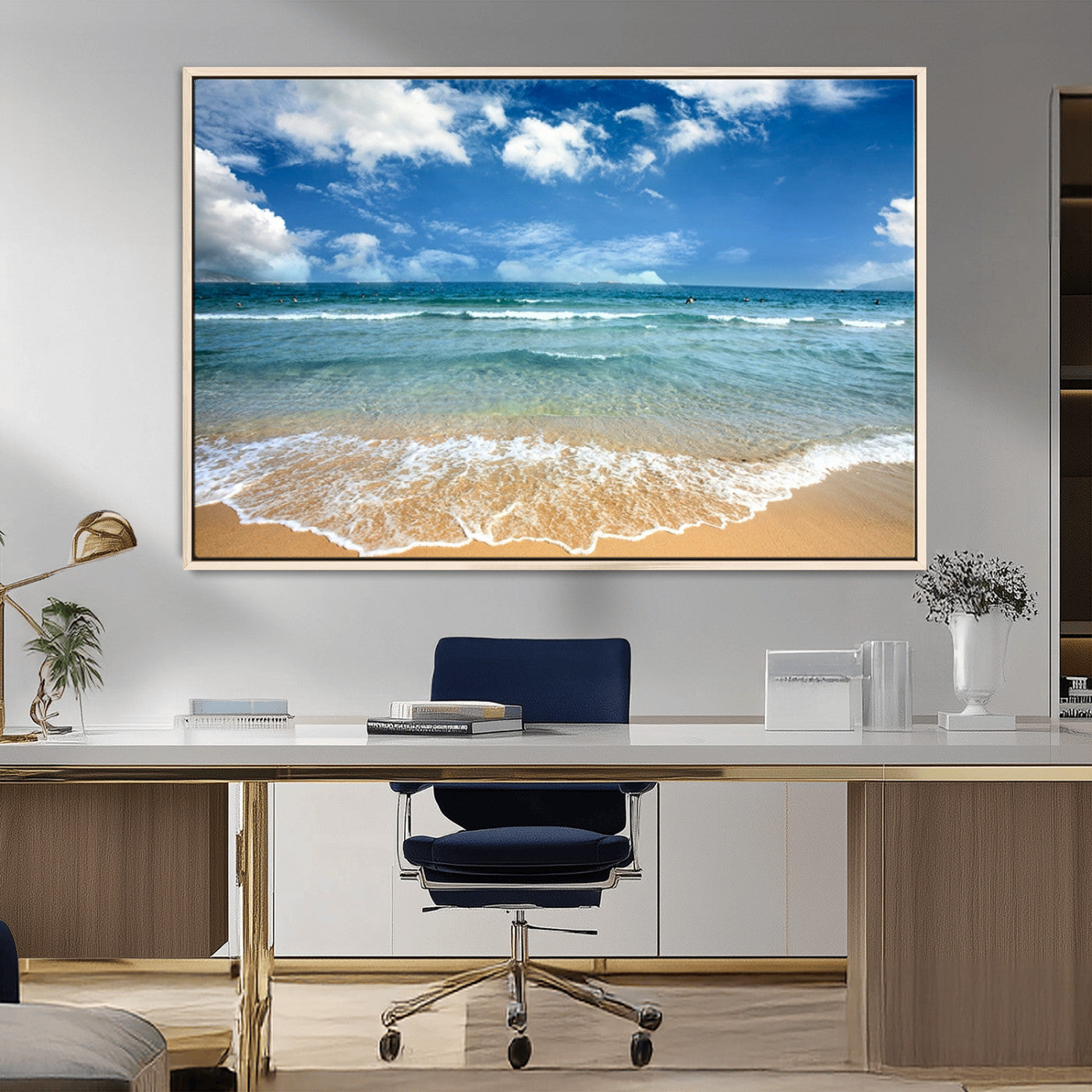 -Sea View From the Beach Canvas Print
