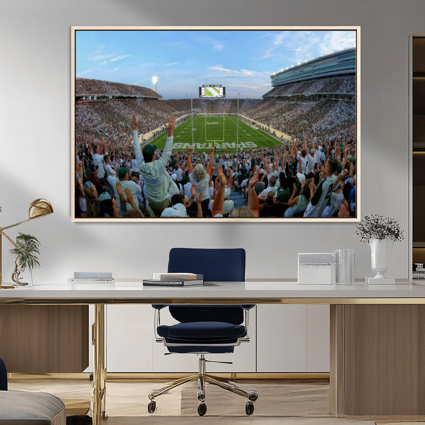 -Michigan State Spartans Football Team Art Print - East Lansing Spartan Stadium Wall Art Canvas Print