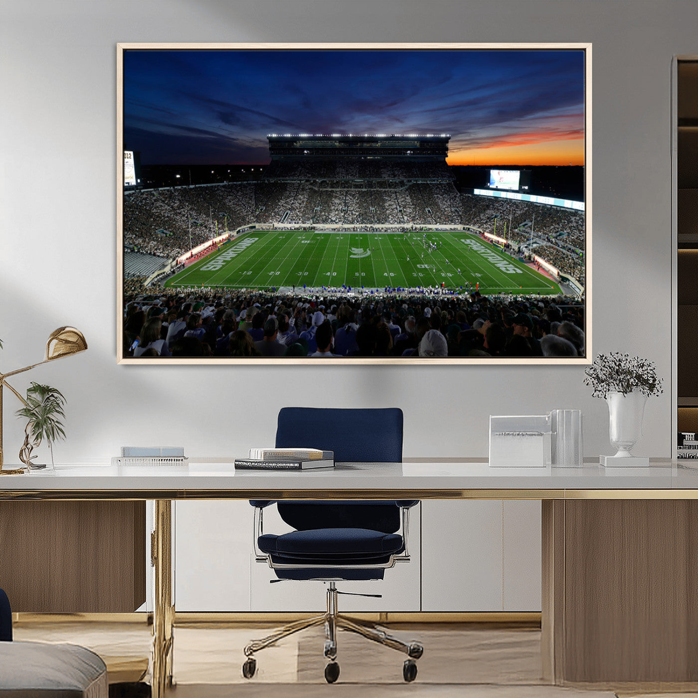 -Michigan State Spartans Football Team Print - East Lansing Spartan Stadium Canvas Print