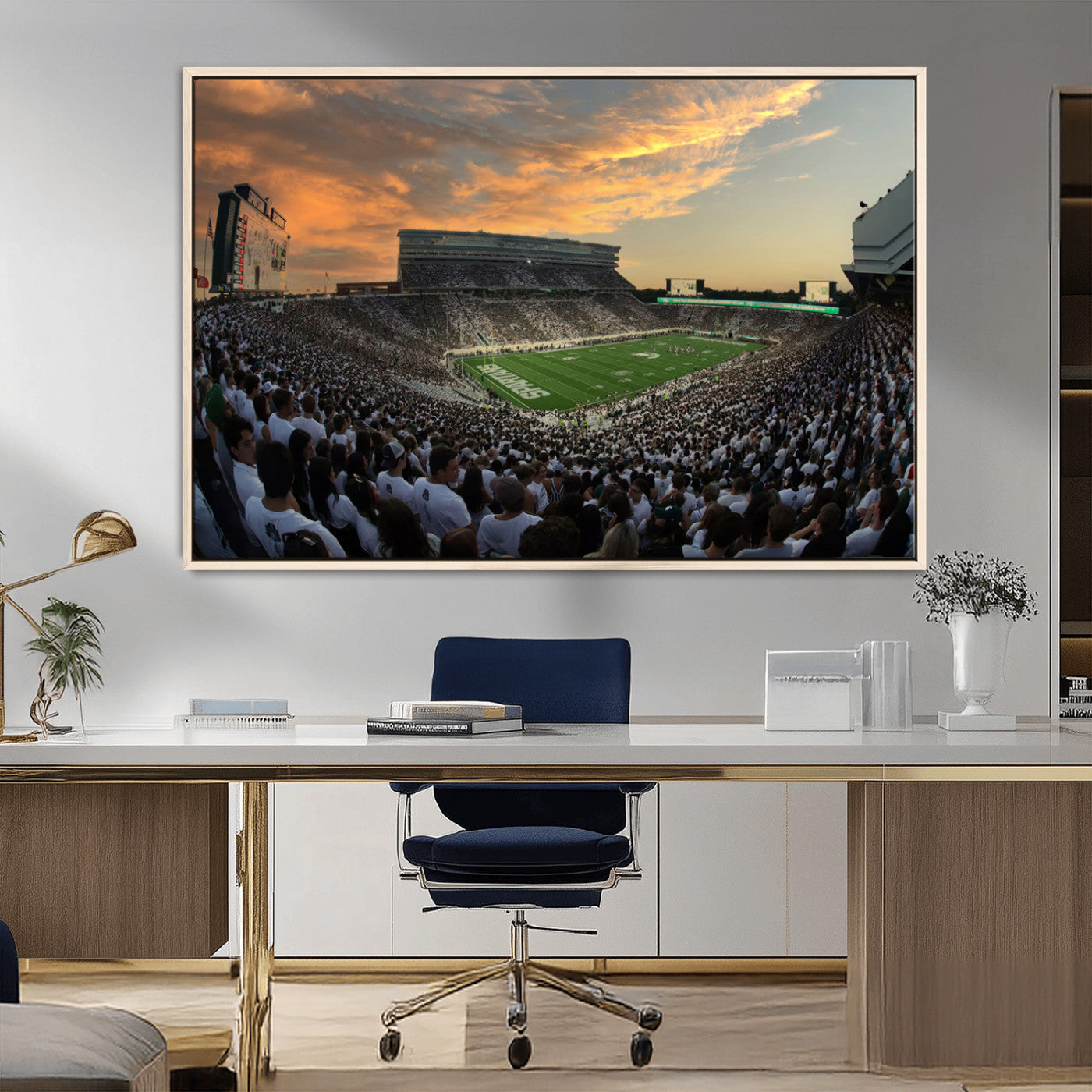 99155-MGV-CV-36X24-Michigan State Spartans Football Team Print - East Lansing Spartan Stadium Wall Art Canvas Print