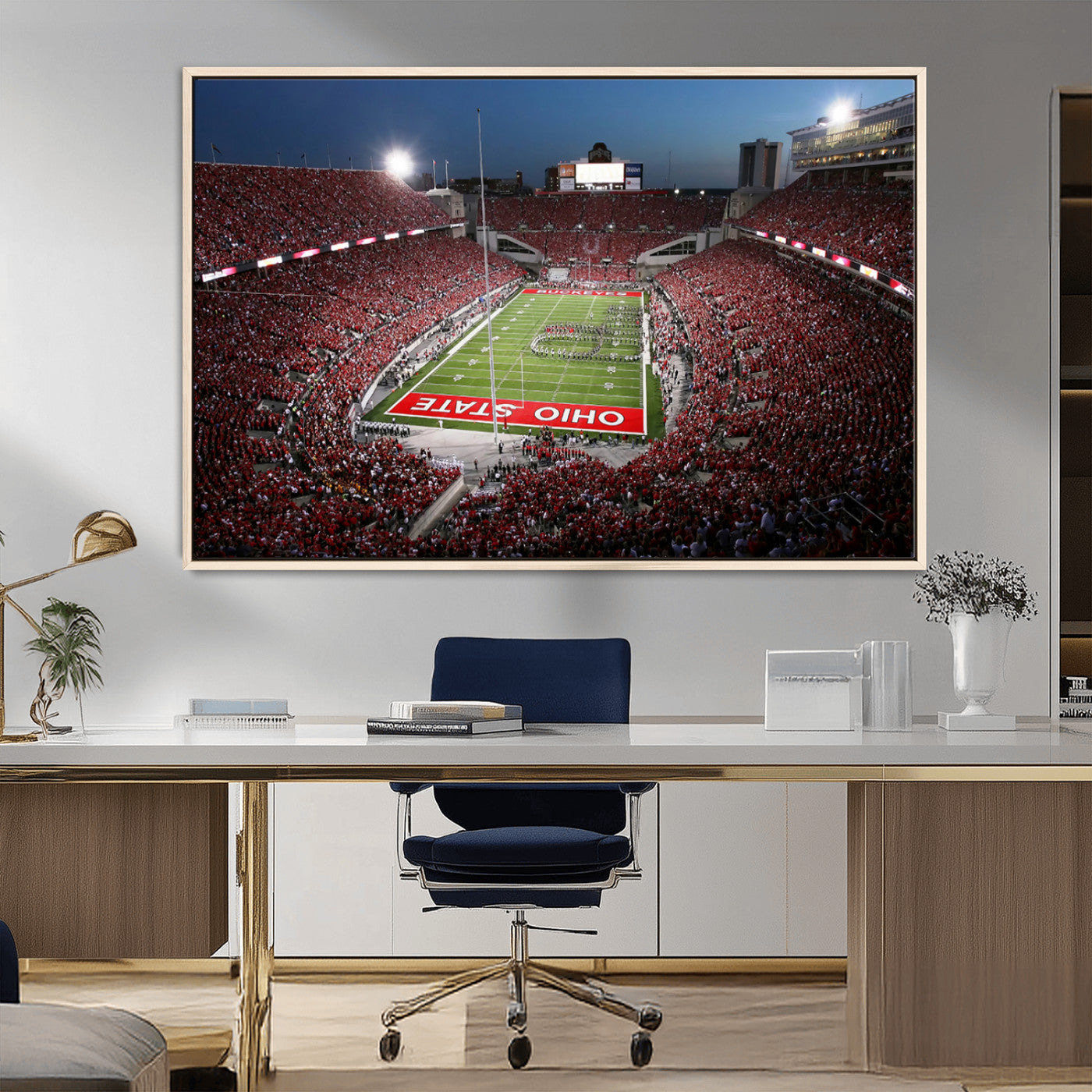 98743-MGV-FC-36X24_Natural-Ohio State University Buckeyes Football Team Print - Columbus Ohio Stadium Wall Art Canvas Print
