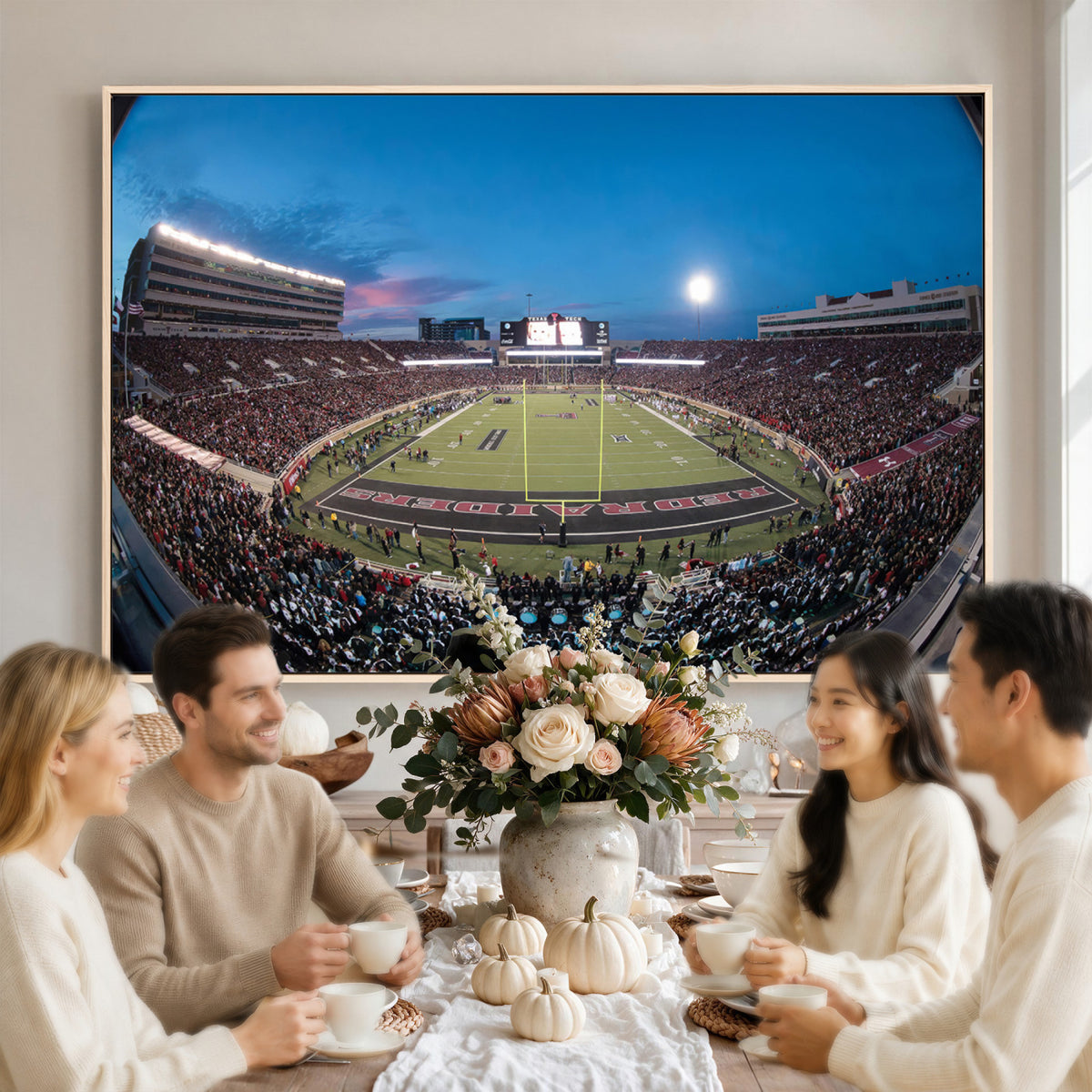 60763-PAN-FL-20X10 - Texas Tech Red Raiders Canvas, Framed Football Team Print - Lubbock Jones AT&T Stadium Wall Art