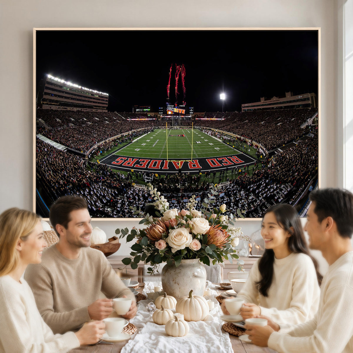 83122-PAN-FL-20X10 - Framed Texas Tech Red Raiders Stadium Canvas, Texas Tech Red Raiders Football Team Print - Lubbock
