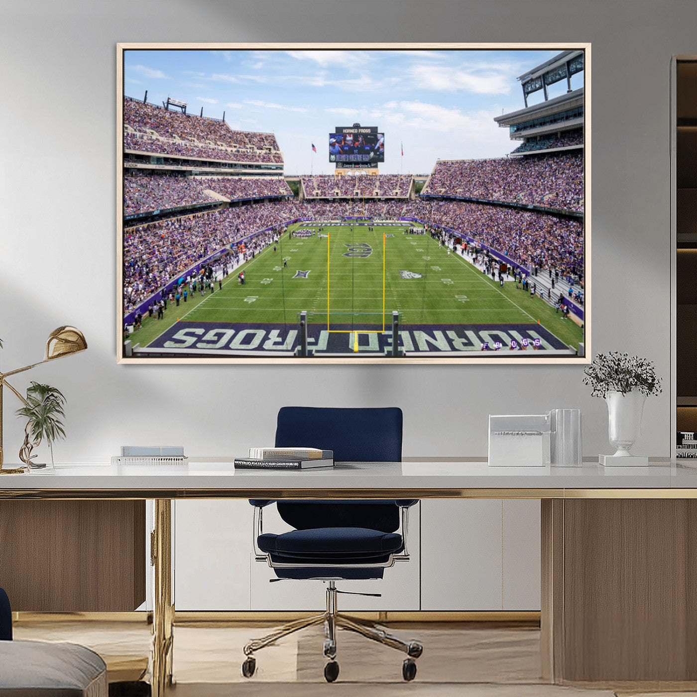 27650-MGV-CV-36X24-TCU Horned Frogs Football Team Print - Fort Worth Amon G. Carter Stadium Wall Art Canvas Print