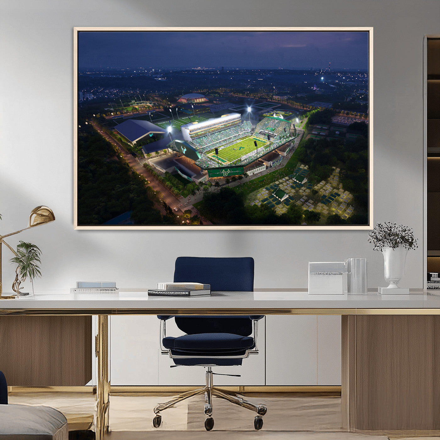 27554-MGV-FC-36X24_Natural-The University of South Florida Bulls Football Team Print - Tampa USF Football Stadium Wall Art