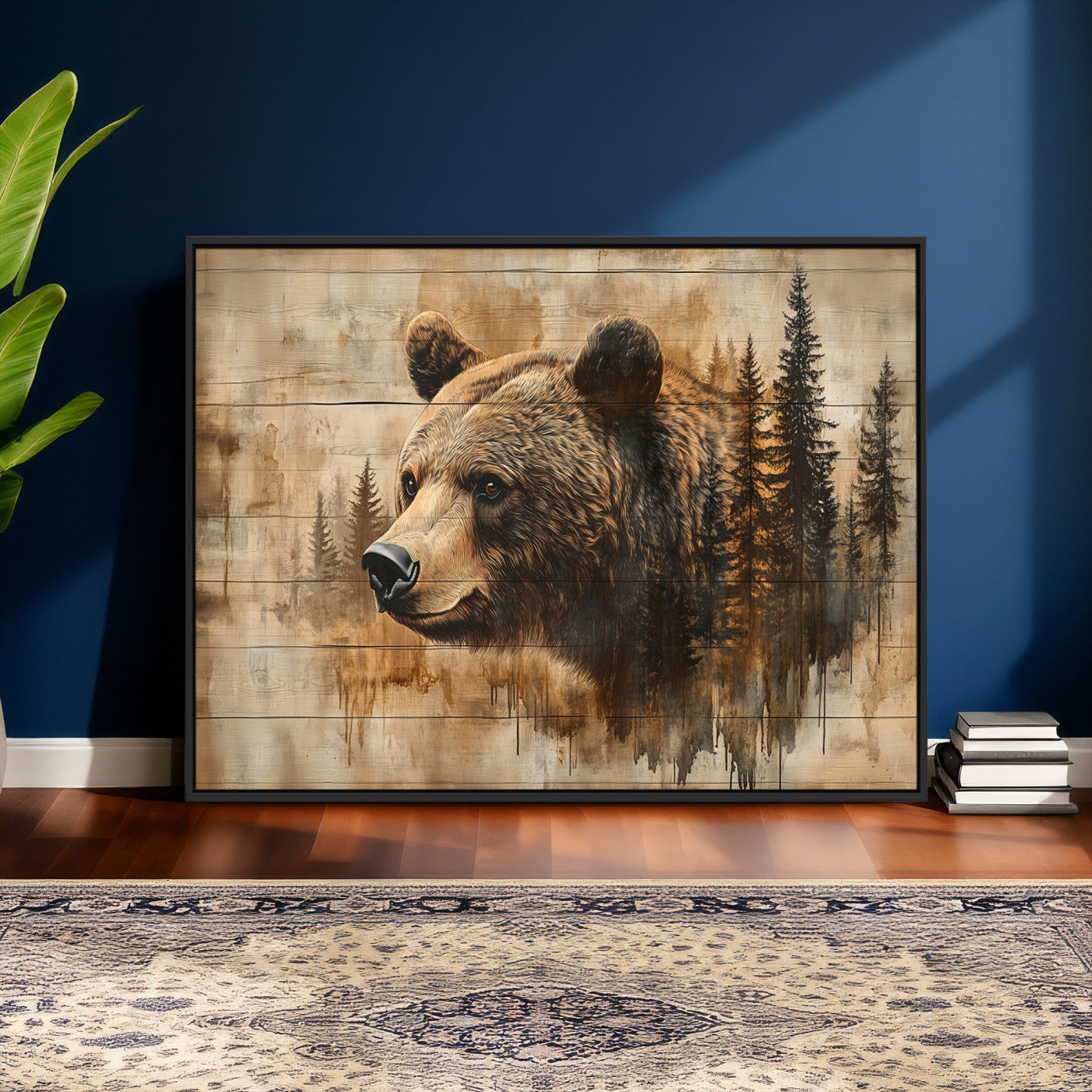 48378-MGV-CV-36X24 - Rustic Grizzly Bear Wall Art, Abstract Grizzly 399 Bear Wall Art Canvas Print - Woodland Wildlife