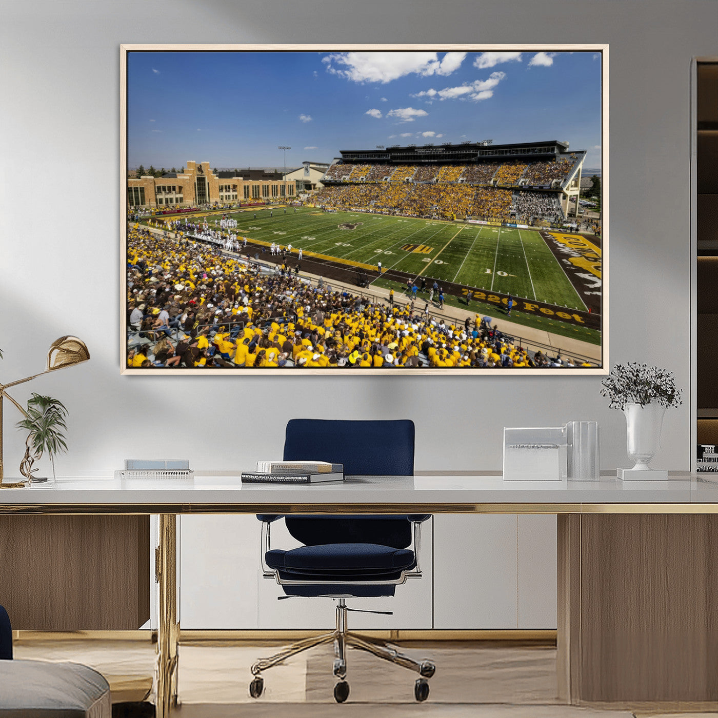 75112-MGV-CV-36X24-University of Wyoming Cowboys Football Team Print - Laramie Jonah Field War Memorial Stadium Wall