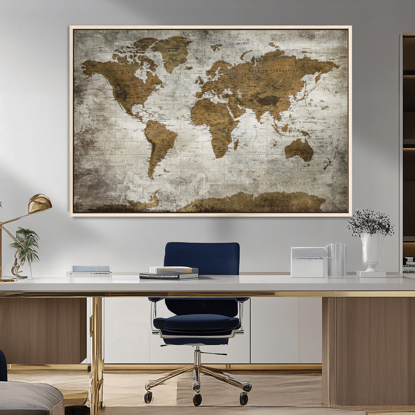 14838-MGV-CV-36X24-Push Pin World Map Canvas Print – Travel Tracker Wall Art for Couples, Perfect Anniversary Gift for Home or Office Decor