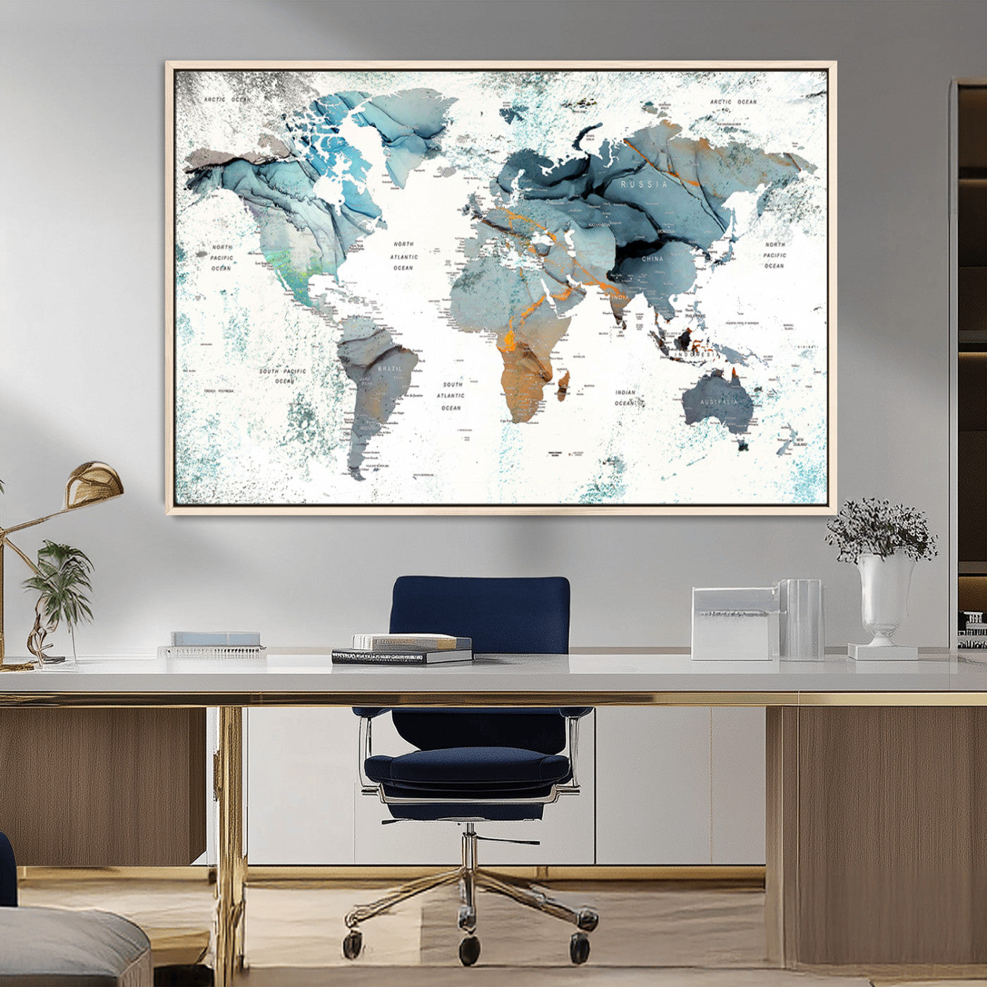 -Push Pin World Map Canvas Print – Travel Tracker Wall Art for Couples, Perfect Anniversary Gift for Home or Office Decor