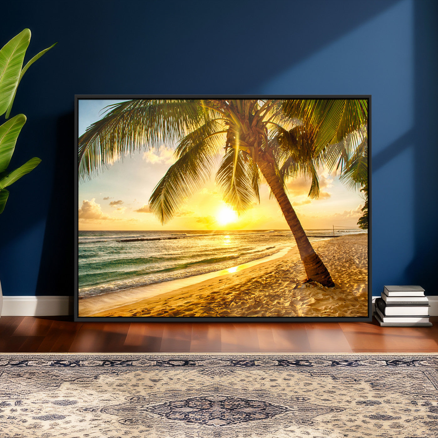 33628-MGV-CV-36X24 - Beach Sunset Canvas Wall Art Print - Tropical Beach Canvas Wall Art Print – Vibrant Palm Trees and