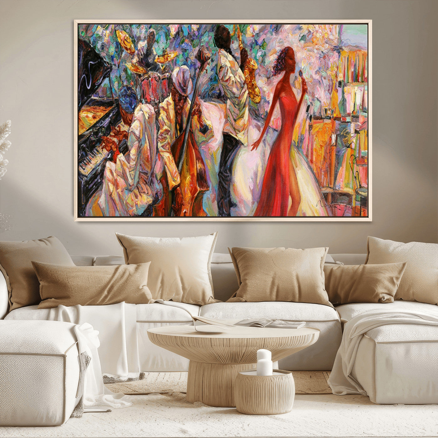 -Abstract Afro American Jazz Canvas Wall Art | Music-Inspired Painting for Dining Room, Living Room,