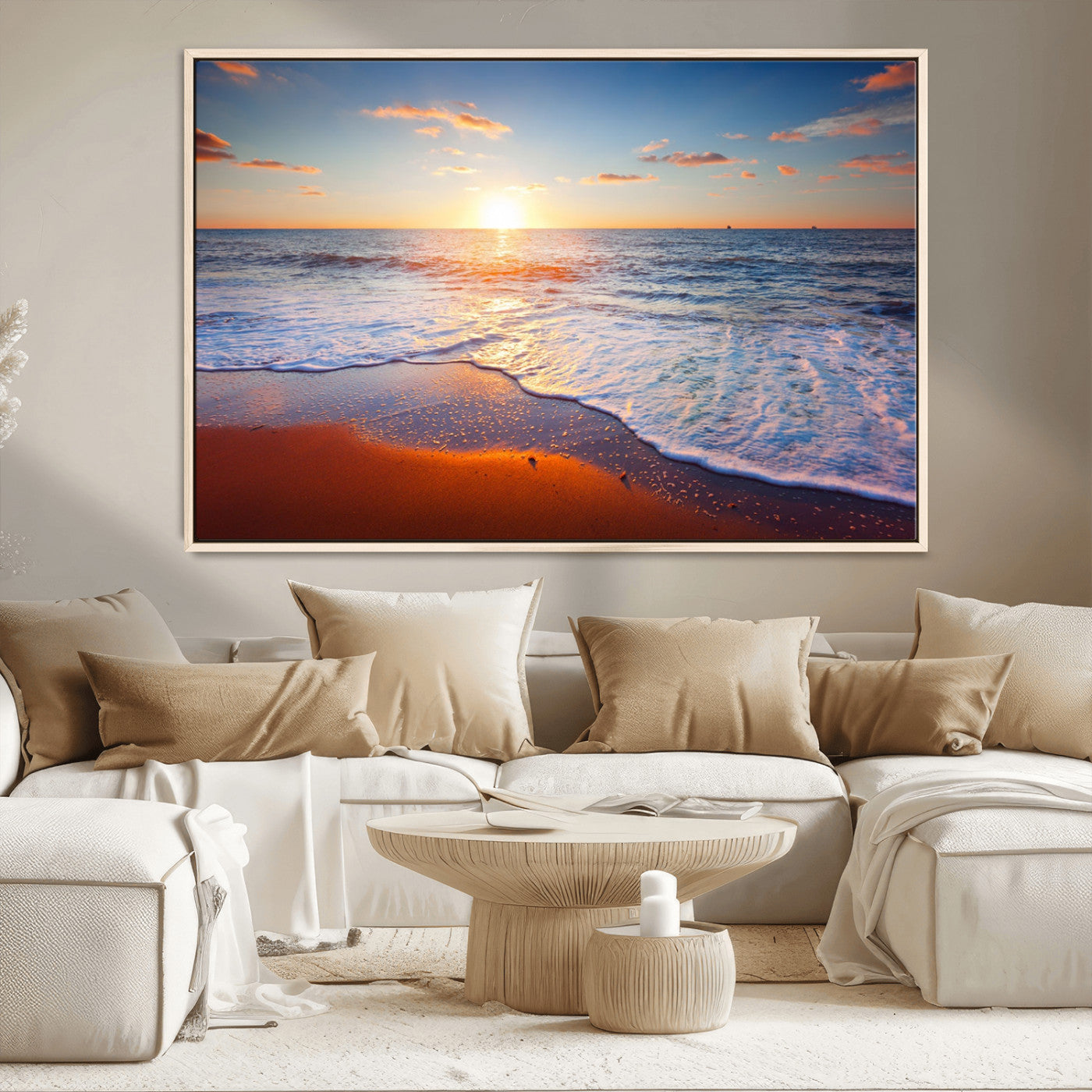 96736-MGV-CV-36X24-Ocean Beach Canvas Wall Art Beach Canvas, Coastal Sunset Tropical Island Beach Sunset Artwork Print for Living Room Home Office Decor, Beach Wall Art, Sea Wall Art