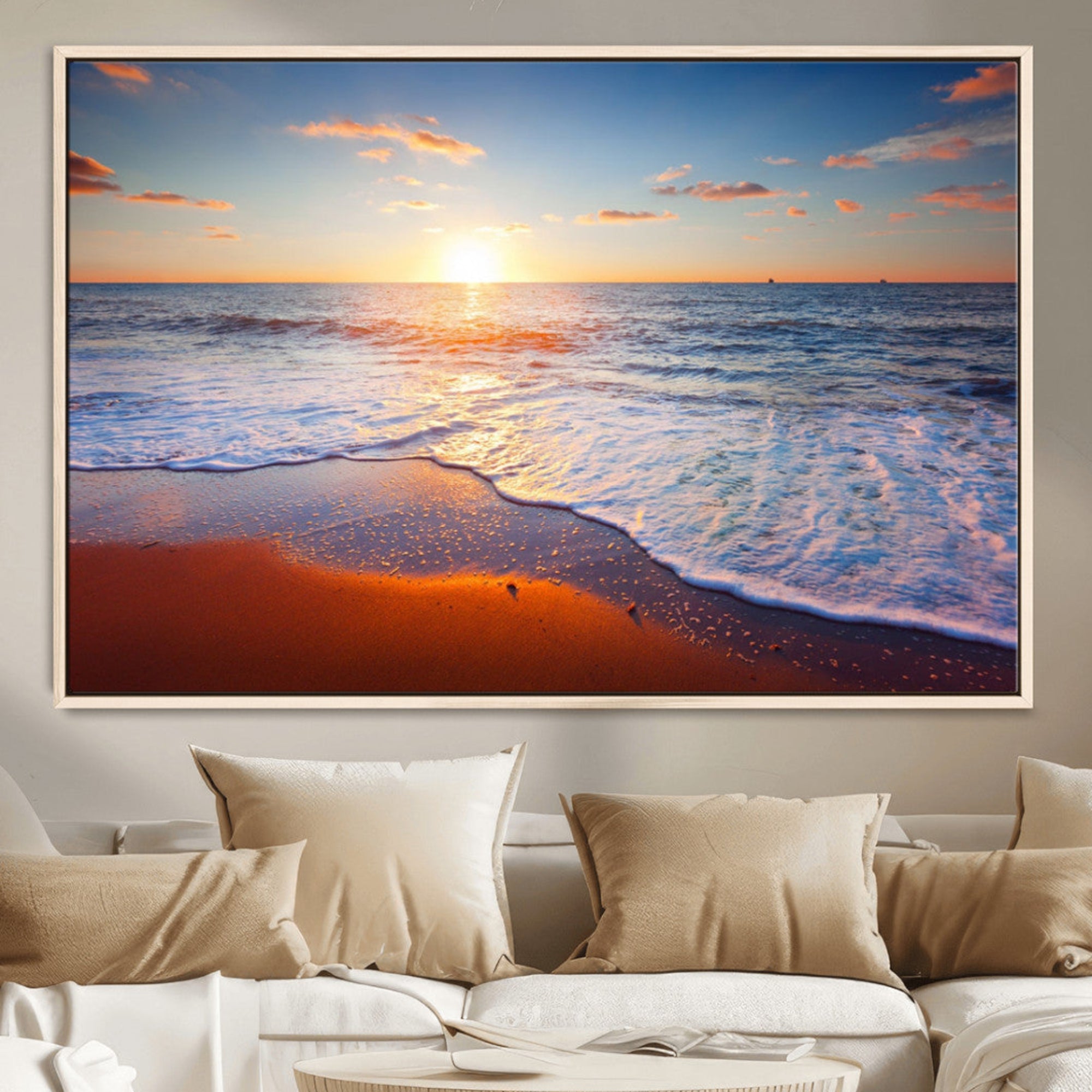 96736-MGV-CV-36X24-Ocean Beach Wall Art – Coastal Sunset Tropical Island Seascape Canvas Print Relaxing Artwork Decor for Home, Office
