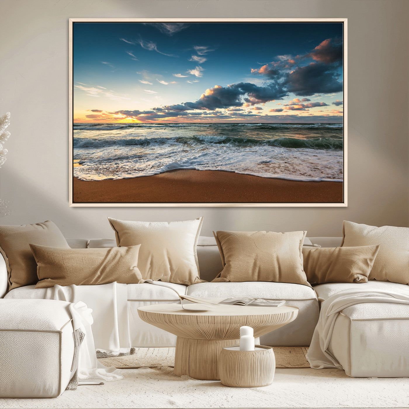 -Ocean Beach Wall Art Canvas Print Sunset Artwork Print Coastal Wall Art