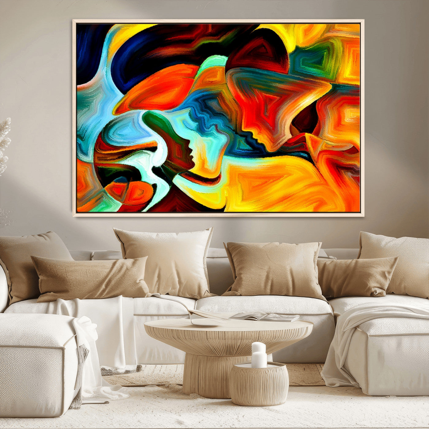 70242-MGV-CV-36X24-Human Love Figures Abstract Wall Art Canvas Print