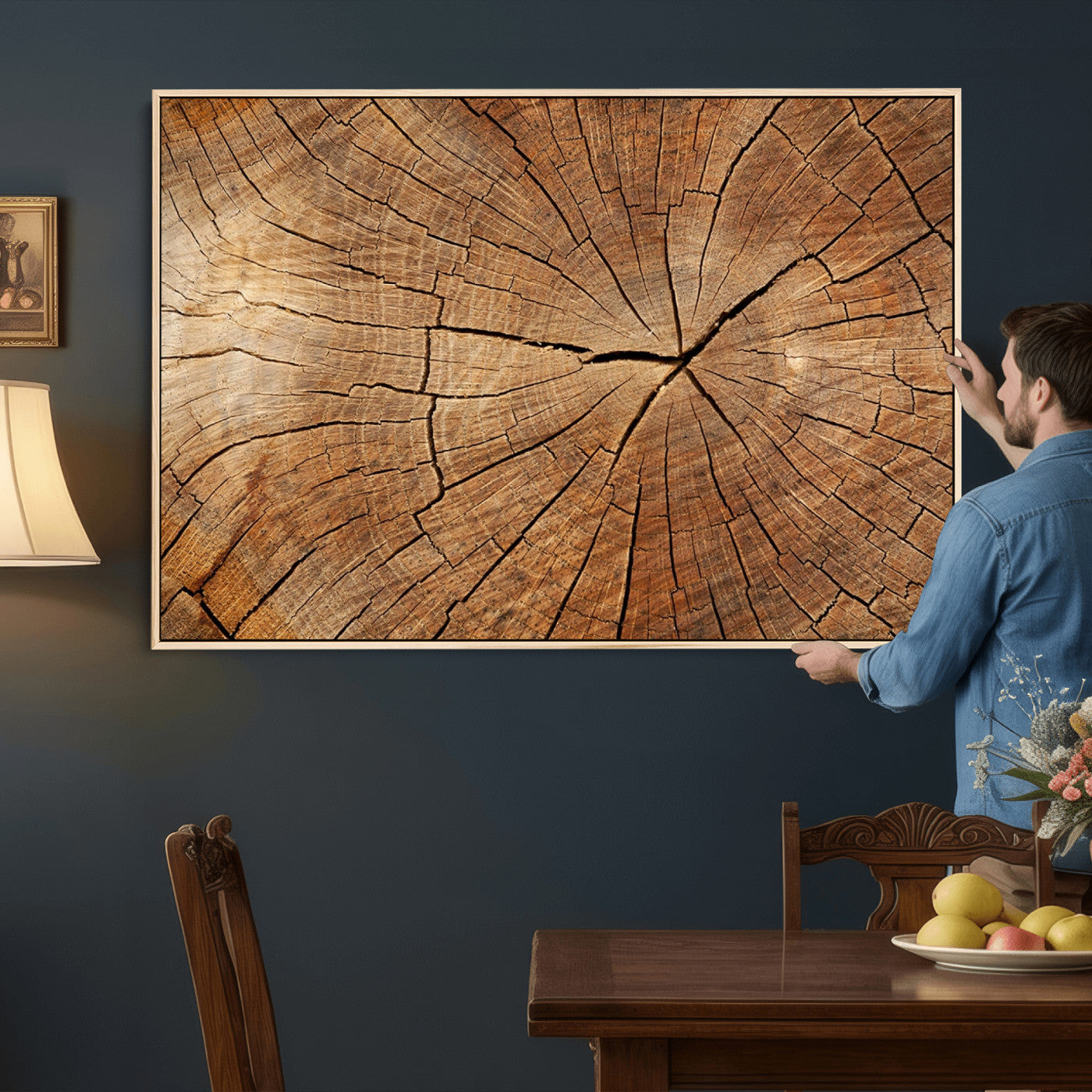 61710-MGV-CV-36X24 - Tree Ring Canvas Art, Rustic Wood Grain Wall Art, Tree Slice Decor for Modern Homes, Giclee