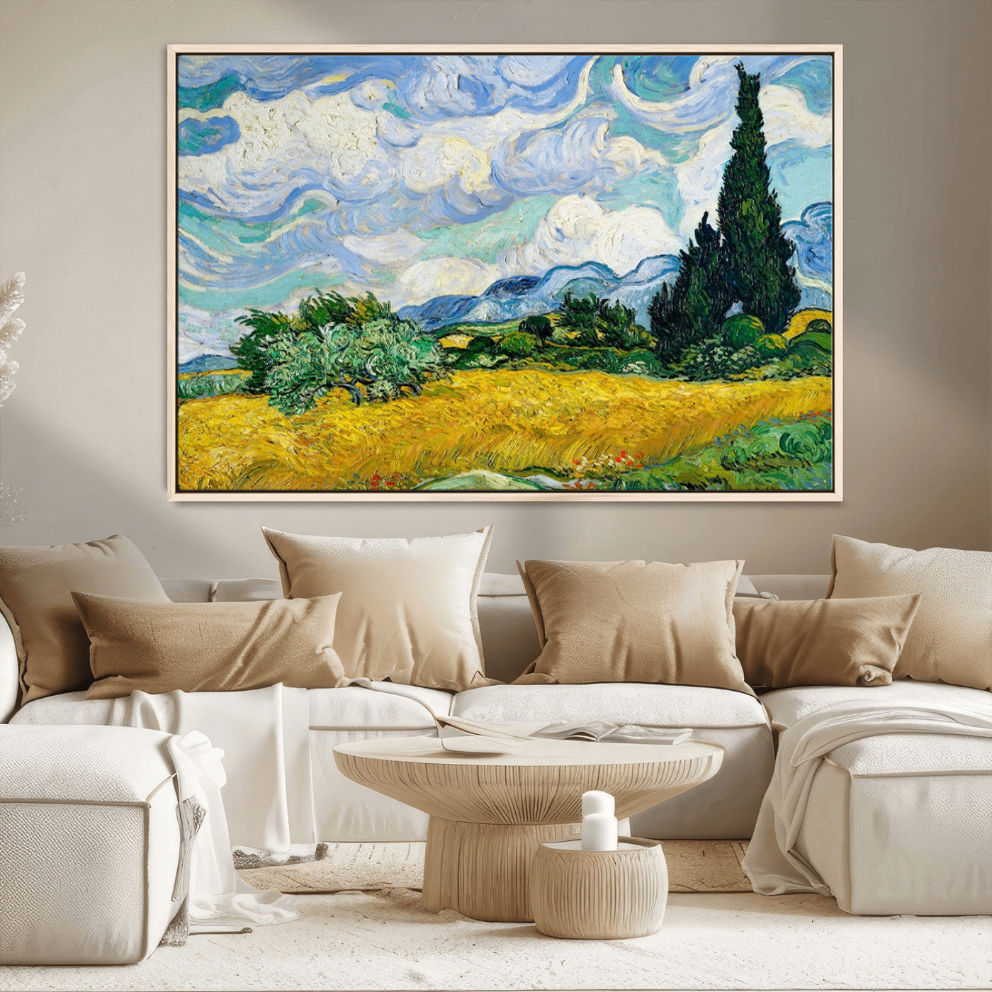 97252-MGV-CV-36X24-Wheatfield With Cypresses By Van Gogh Painting Wall Art Canvas, Wheatfield With Cypresses Canvas