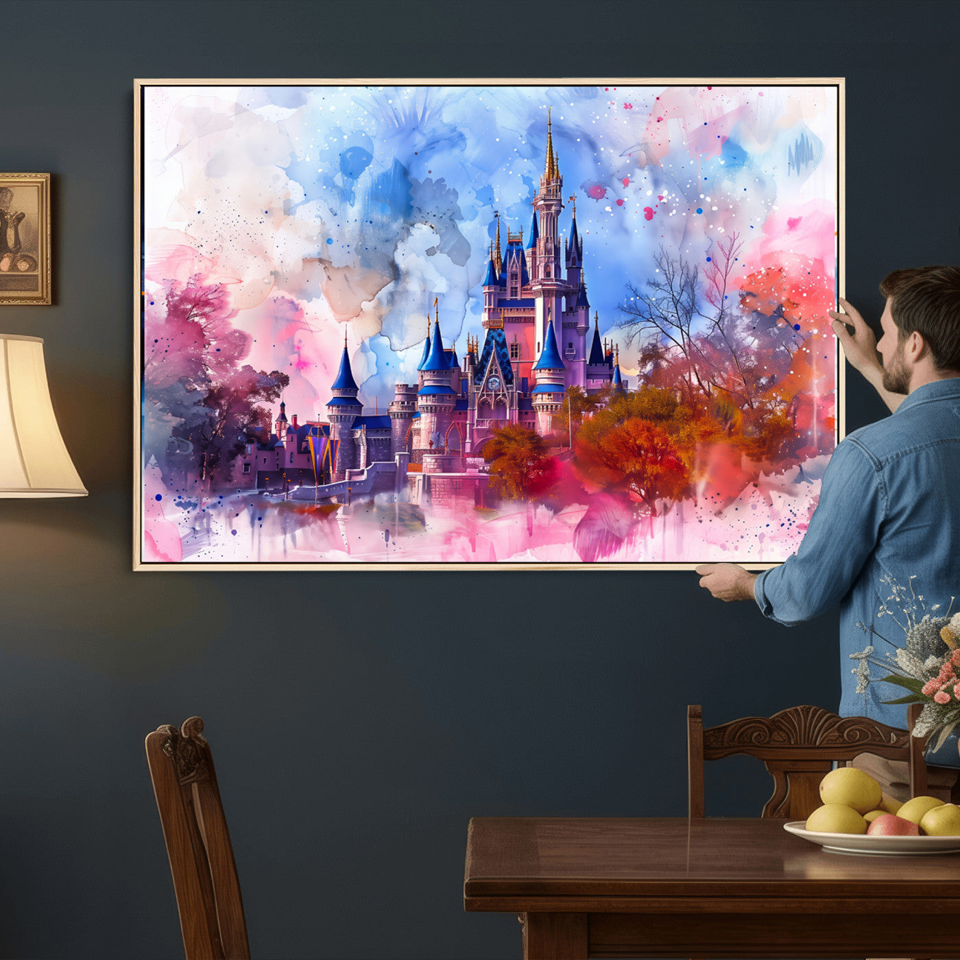 58662-MGV-CV-36X24 - Disney Wall Art: Dreamy Watercolor Cinderella Castle Canvas Print