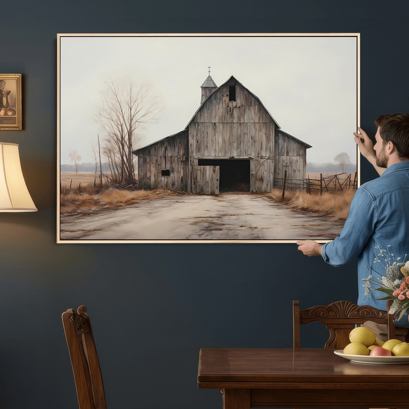 11602-MGV-CV-36X24 - Farmhouse Rustic Barn Wall Art Canvas Print – Framed and Ready to Hang – Perfect Addition to