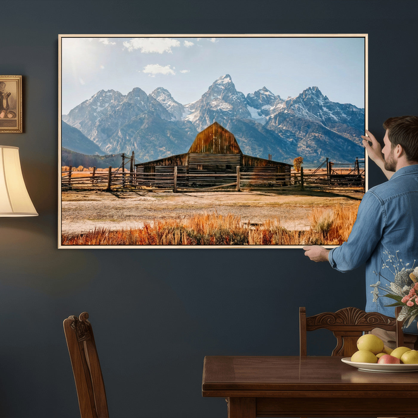 26513-MGV-CV-36X24 - Vintage Old Barn Field Wall Art Canvas Print for Farmhouse Decor - Rustic Barn Wall Art Canvas Print