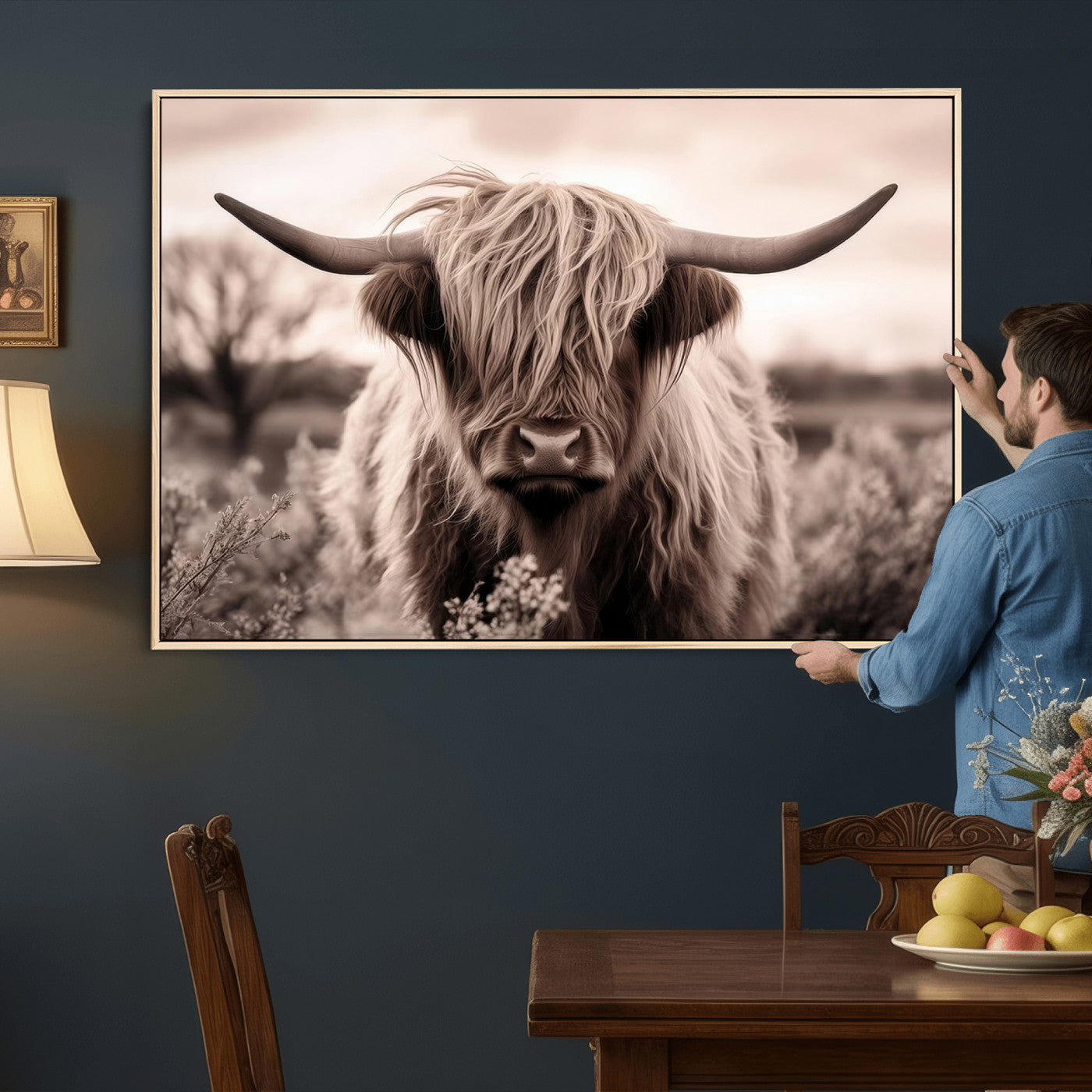55903-MGV-CV-36X24 - Scottish Cow Longhorn Wall Art Canvas Print