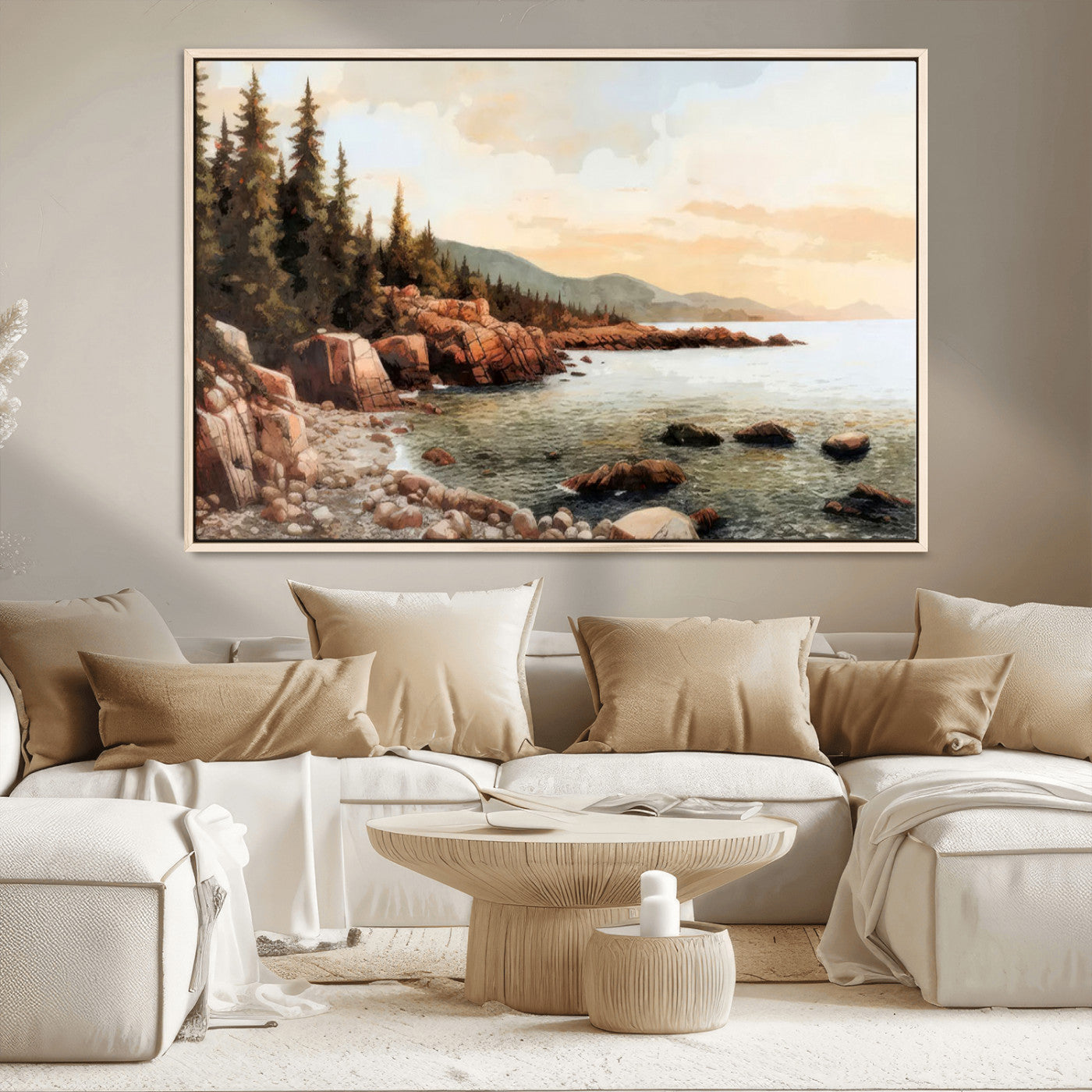 77145-MGV-CV-36X24-Serene Coastal View of Acadia National Park Wall Art - Stunning 3-Panel Wall Art Canvas Print,