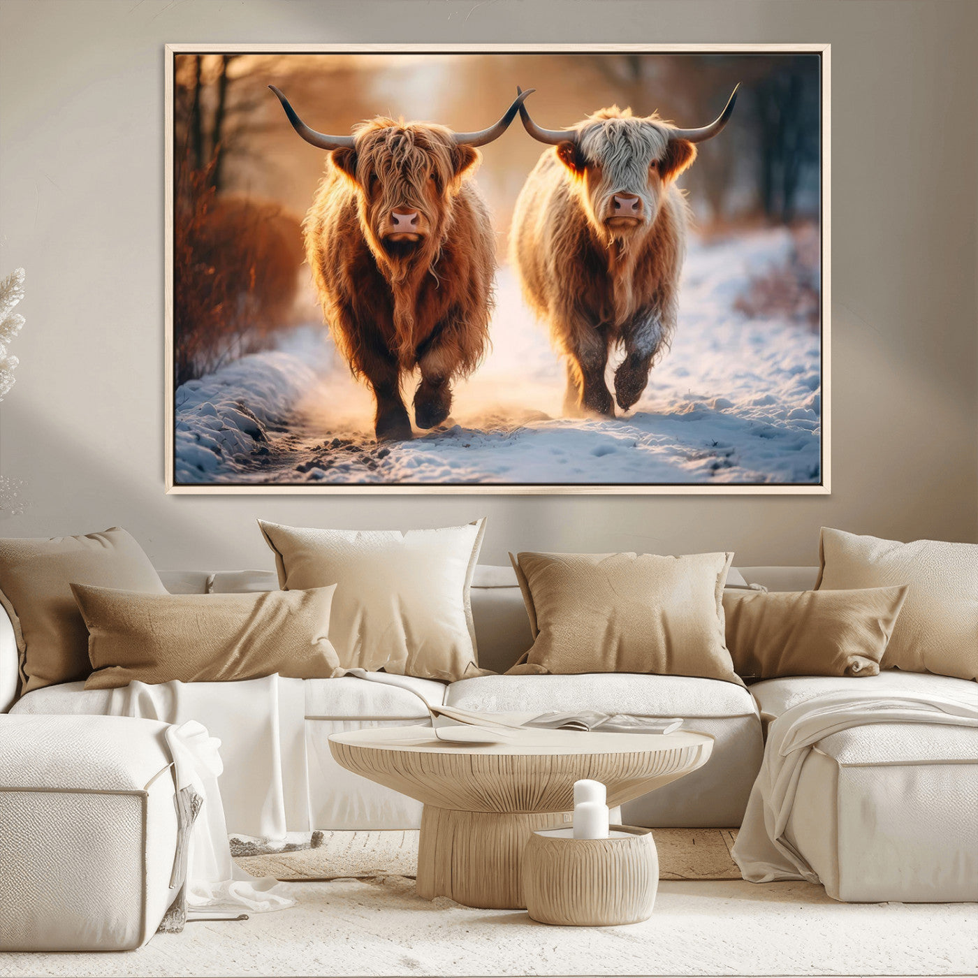 94810-MGV-CV-36X24-Scottish Highland Cow Horn Farm Wall Art Canvas Print