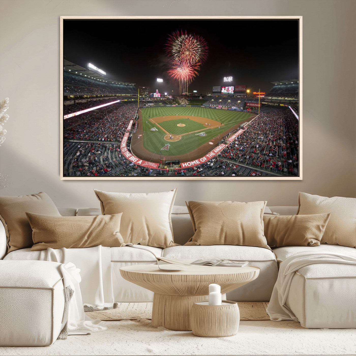 63592-MGV-CV-36X24-Fireworks at Angel Stadium – Los Angeles Angels Canvas Print, Framed Los Angeles Angels Wall Art