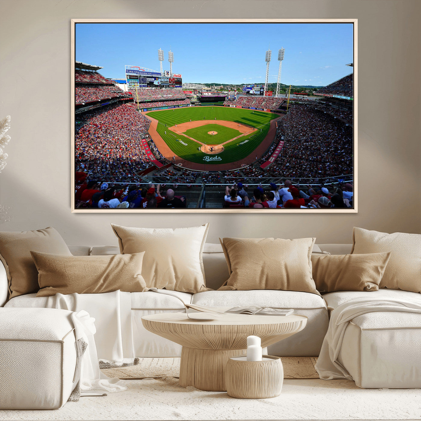 90998-MGV-CV-36X24-Cincinnati Reds Baseball Canvas Print - Great American Ball Park Stadium Wall Art Canvas Print