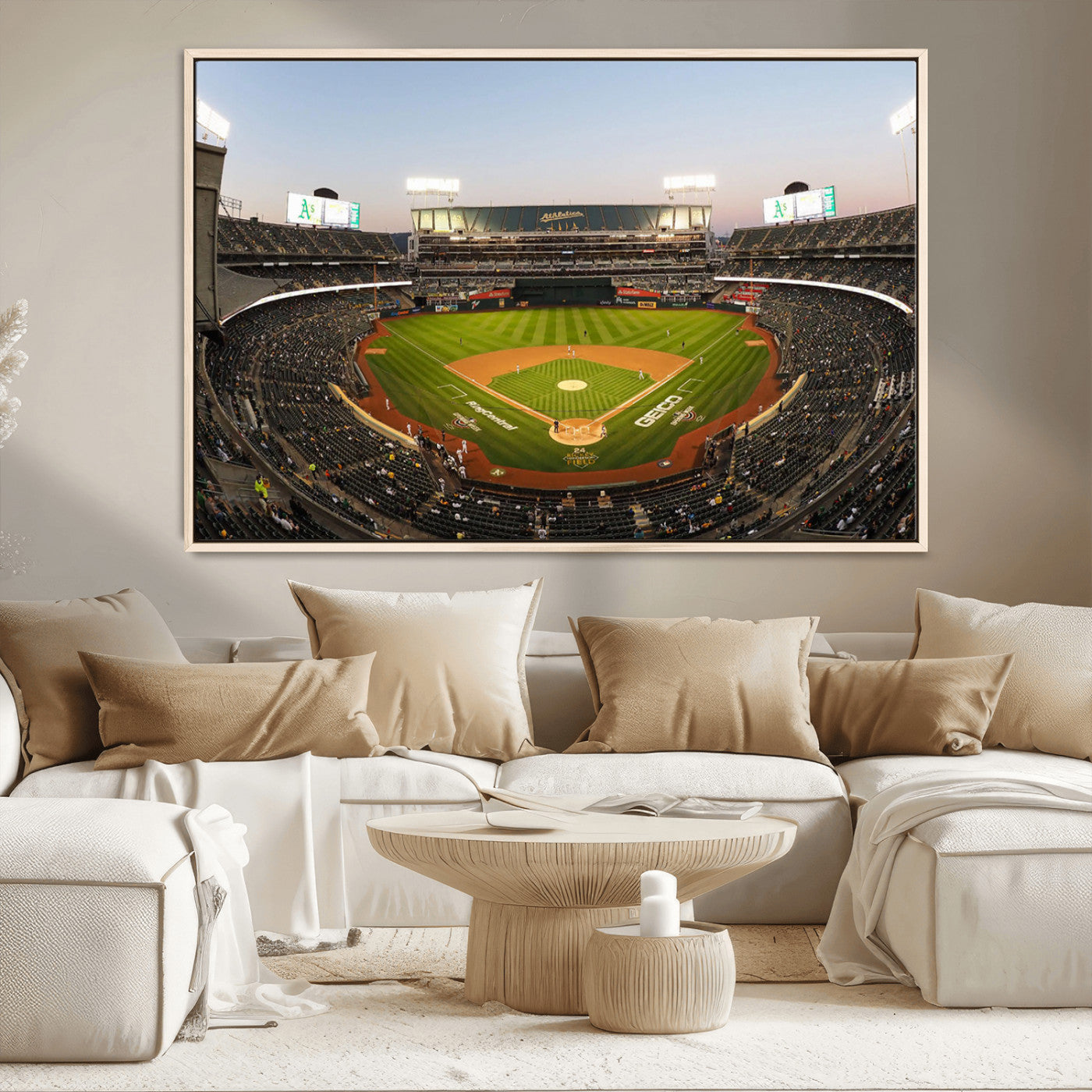 -Oakland Athletics Baseball Team Print - RingCentral Coliseum Stadium Wall Art Canvas Print
