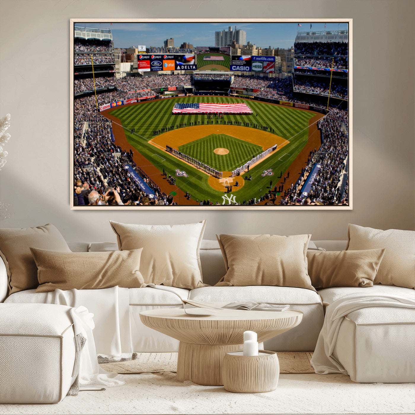 20879-MGV-CV-36X24-Yankee Stadium New York Wall Art Print | 3-Panel Canvas Print of Yankees Baseball Stadium | Large