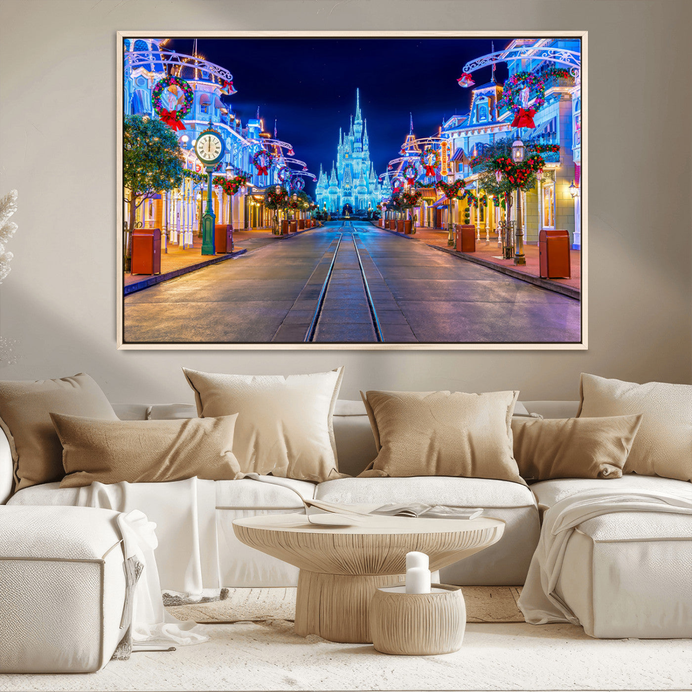 12470-MGV-CV-36X24-Disney Castle Wall Art – Large Magic Kingdom Canvas Artwork, Fairytale Design, Kids Room Christmas Decor for Home, Office
