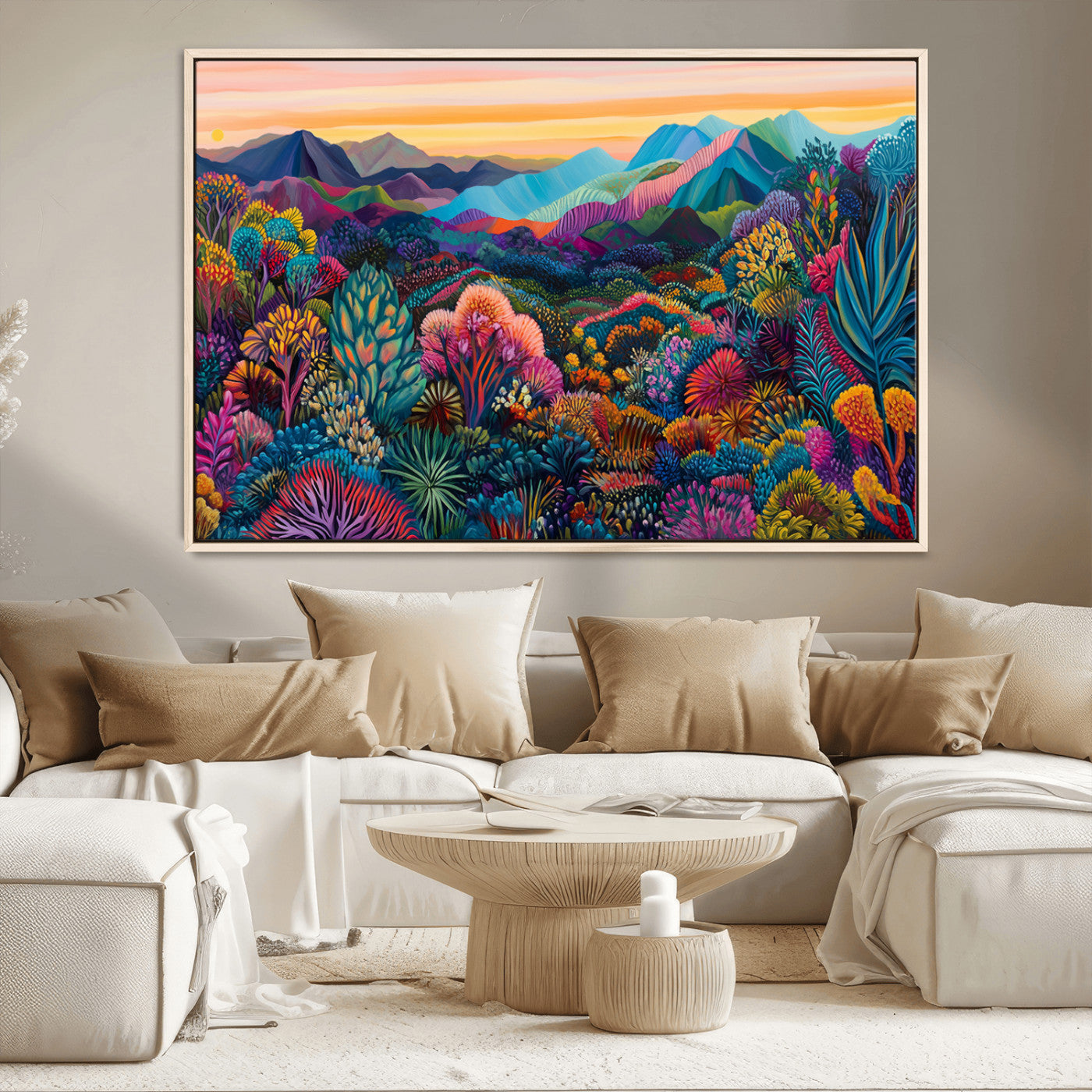 63728-MGV-CV-36X24-Colorful Abstract Landscape Wall Art Print Canvas - Vibrant Modern Decor for Living Room, Office, or