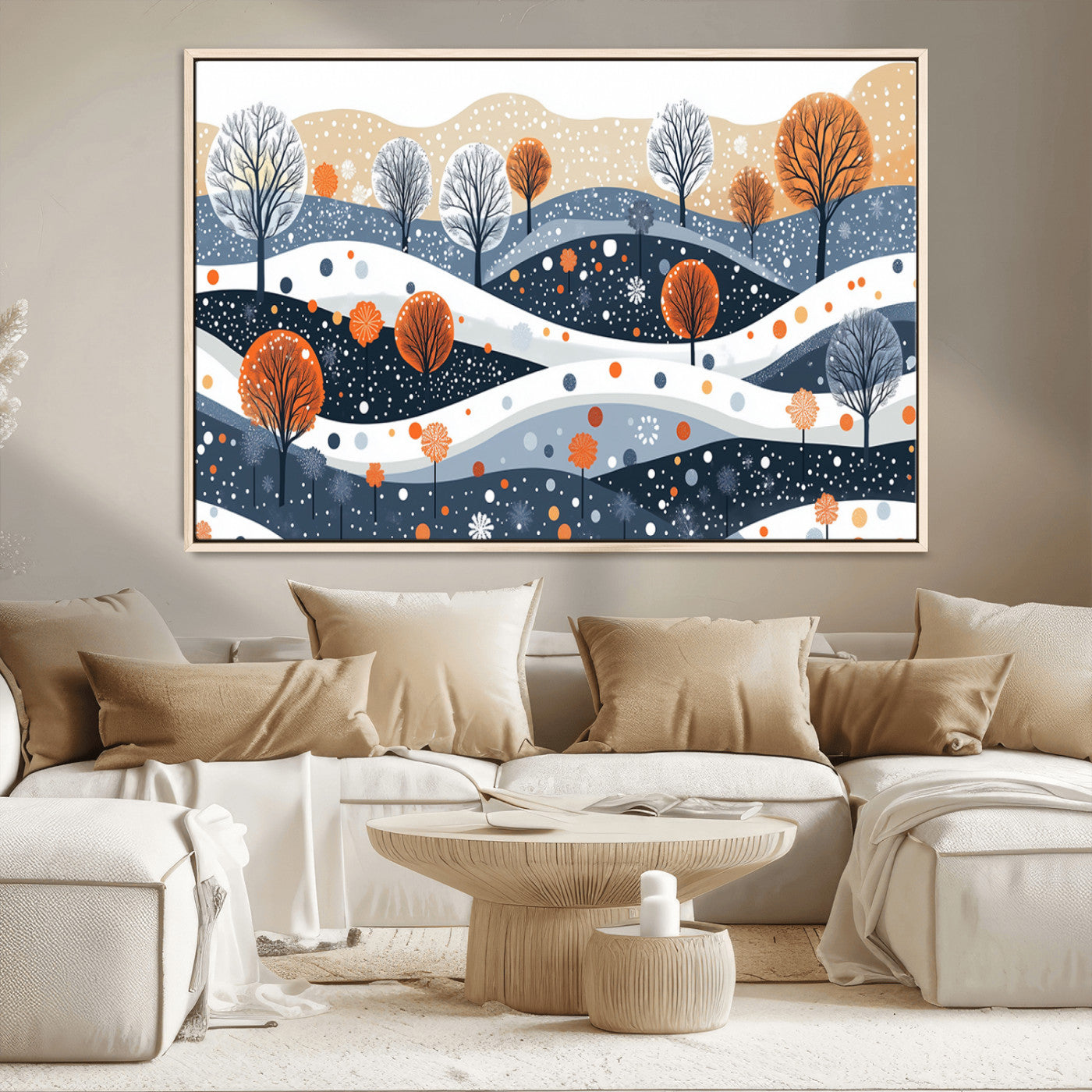 22651-MGV-CV-36X24-Abstract Winter Landscape Canvas Wall Art Print - Large Colorful Nature Wall Decor