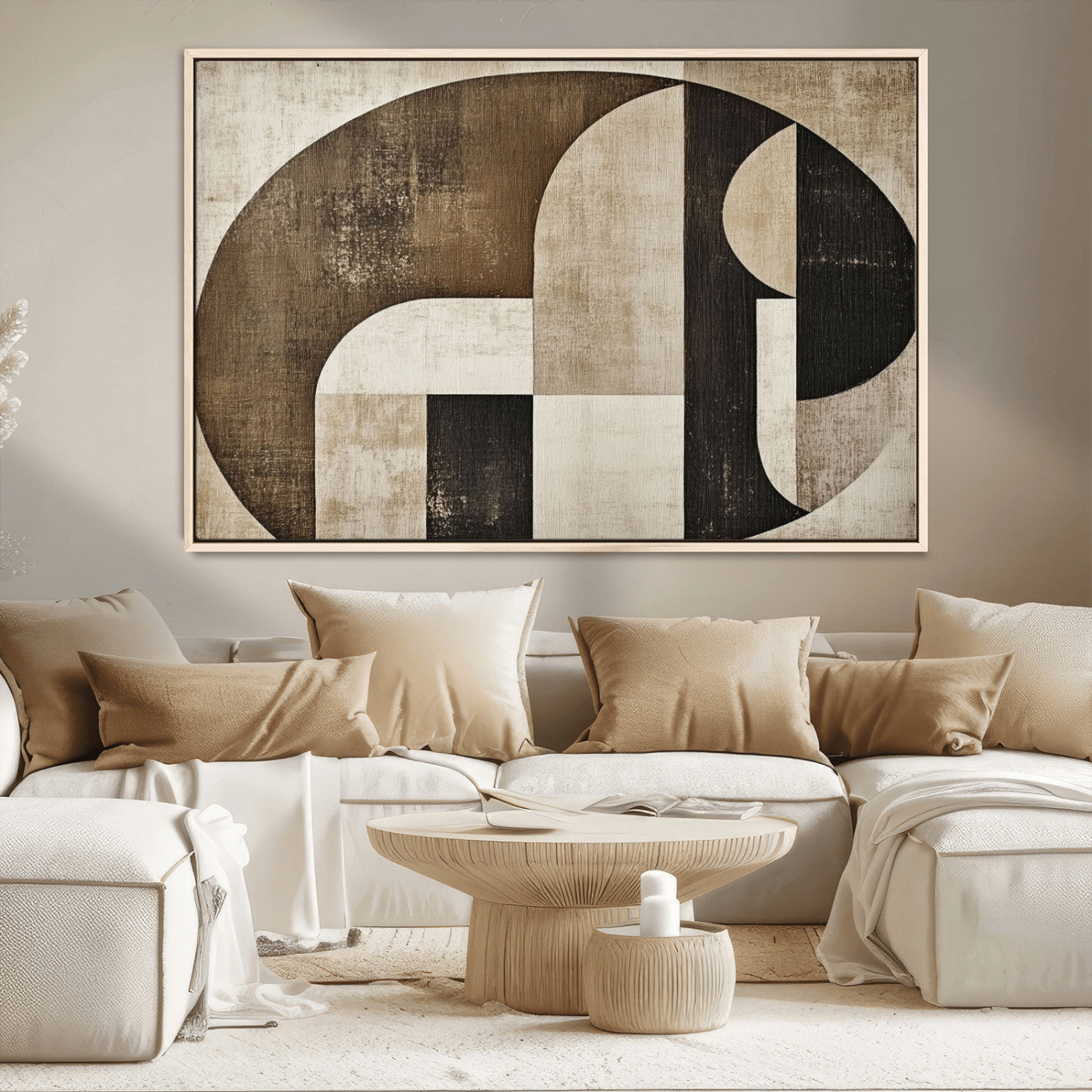 44796-MGV-CV-36X24-Wabi Sabi Abstract Wall Art | Geometric Modern Minimalist Canvas Print with Neutral Mid Century Art