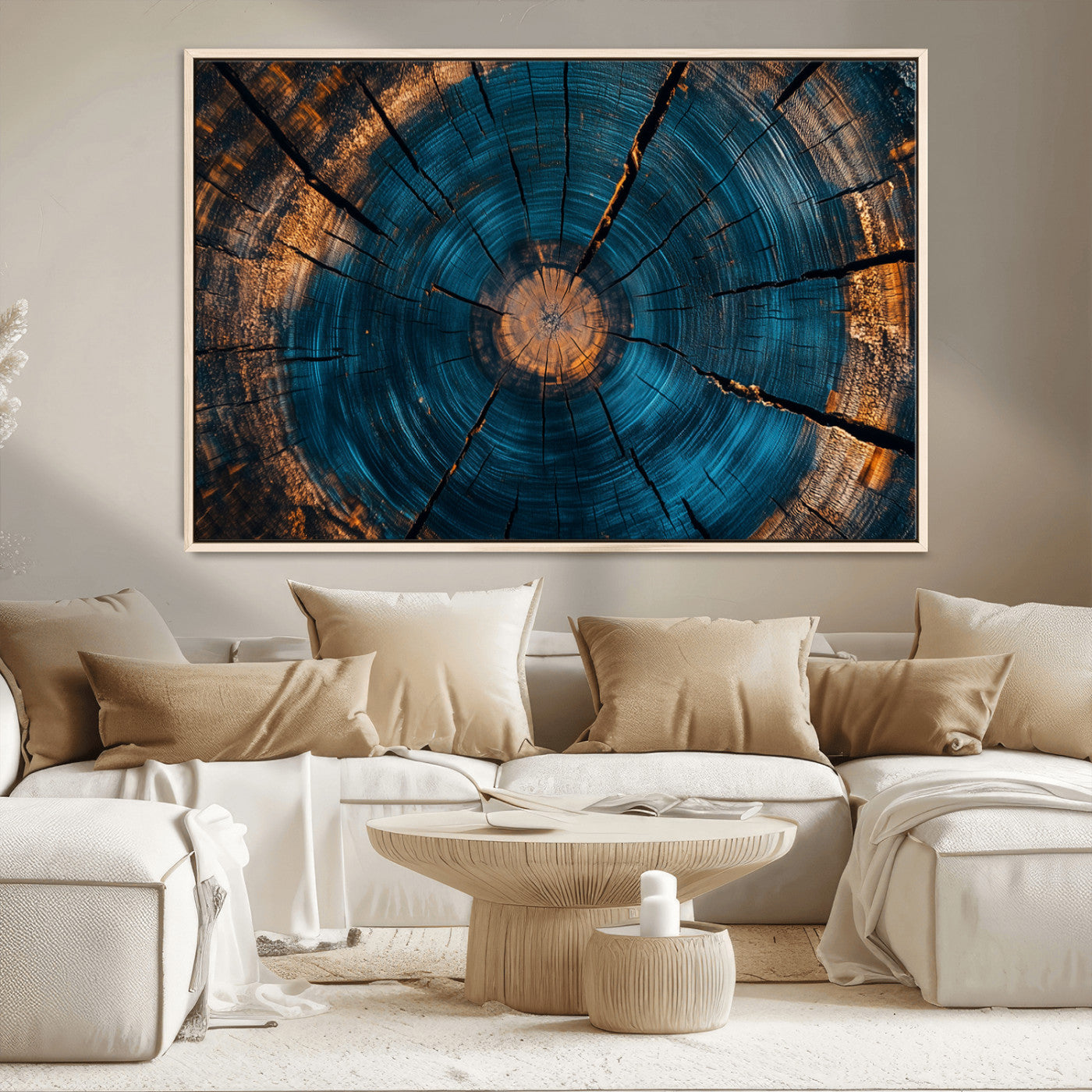 13398-MGV-CV-36X24-Abstract Tree Rings Wall Art Canvas Print Wood Grain Rings Artwork Nature Woodland Modern Wall Decor for Home, Office
