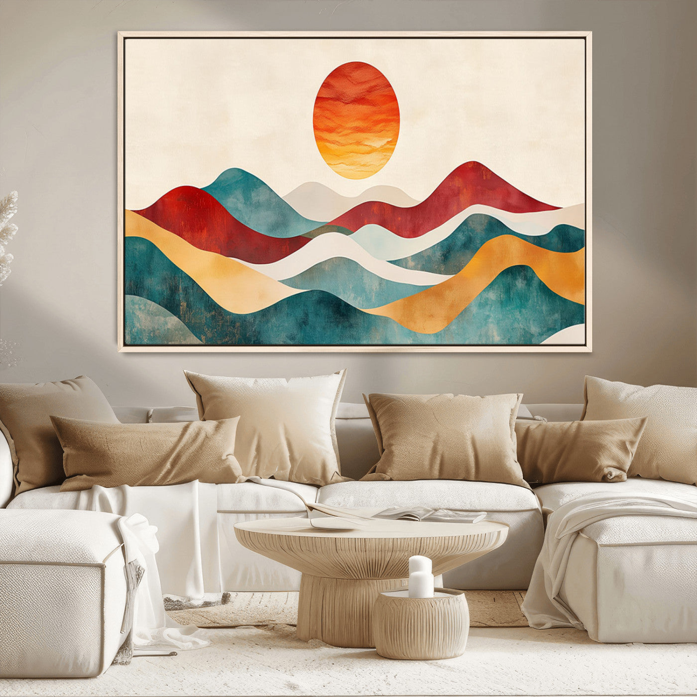 -Southwest Mountain Canvas - Boho Triptych Wall Art - Rustic Woodland Nursery Decor - Abstract Nature