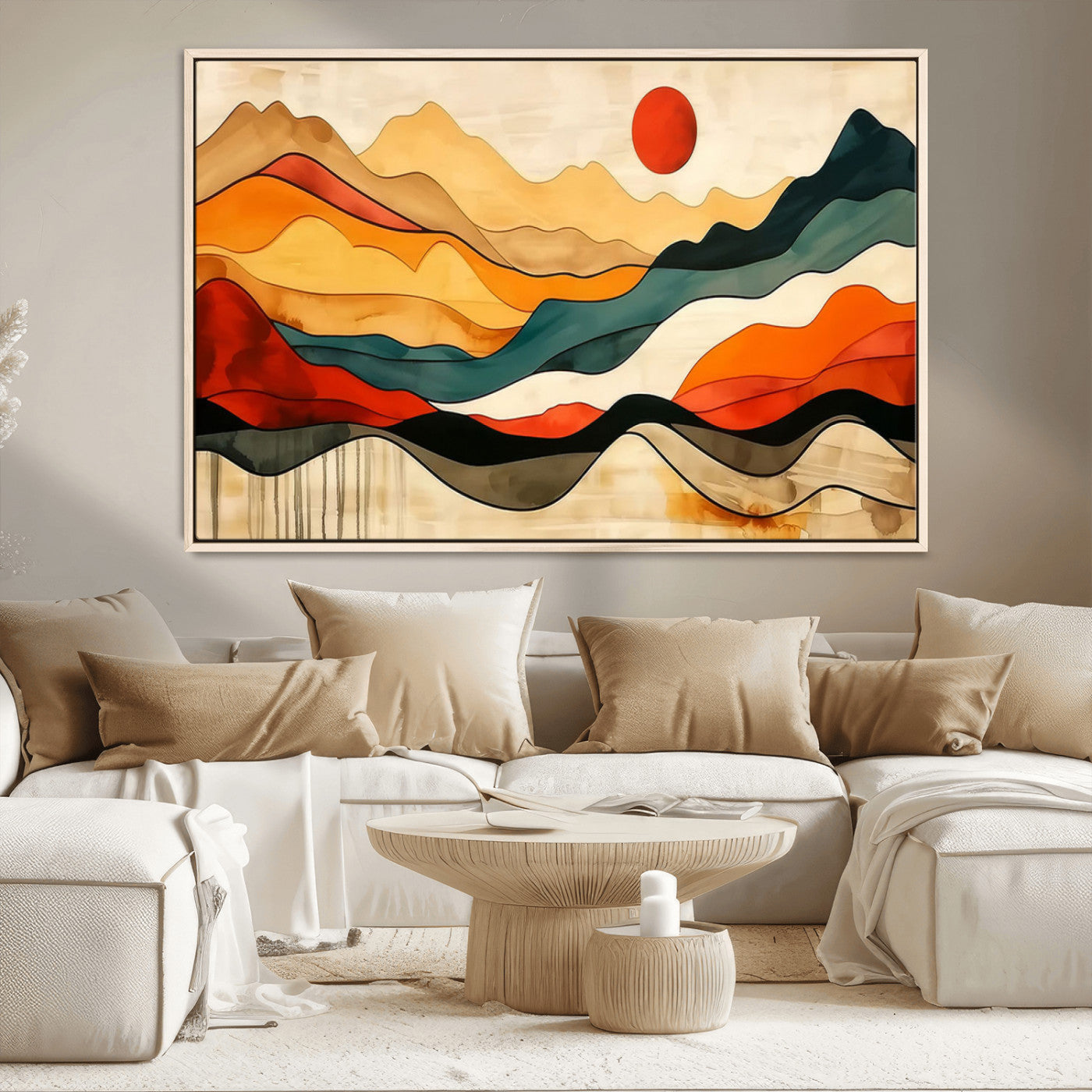 23241-MGV-CV-36X24-Mid Century Wall Art Print - Abstract Woodland Print - Modern Art Panoramic Mountain Wall Art