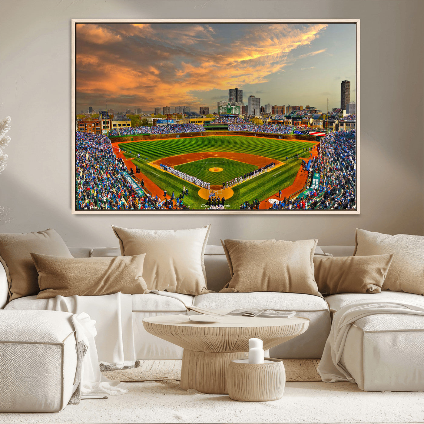 45635-MGV-CV-36X24-Chicago Wrigley Field Canvas Wall Art - Iconic Baseball Stadium Art Print - Wrigley Field Chicago