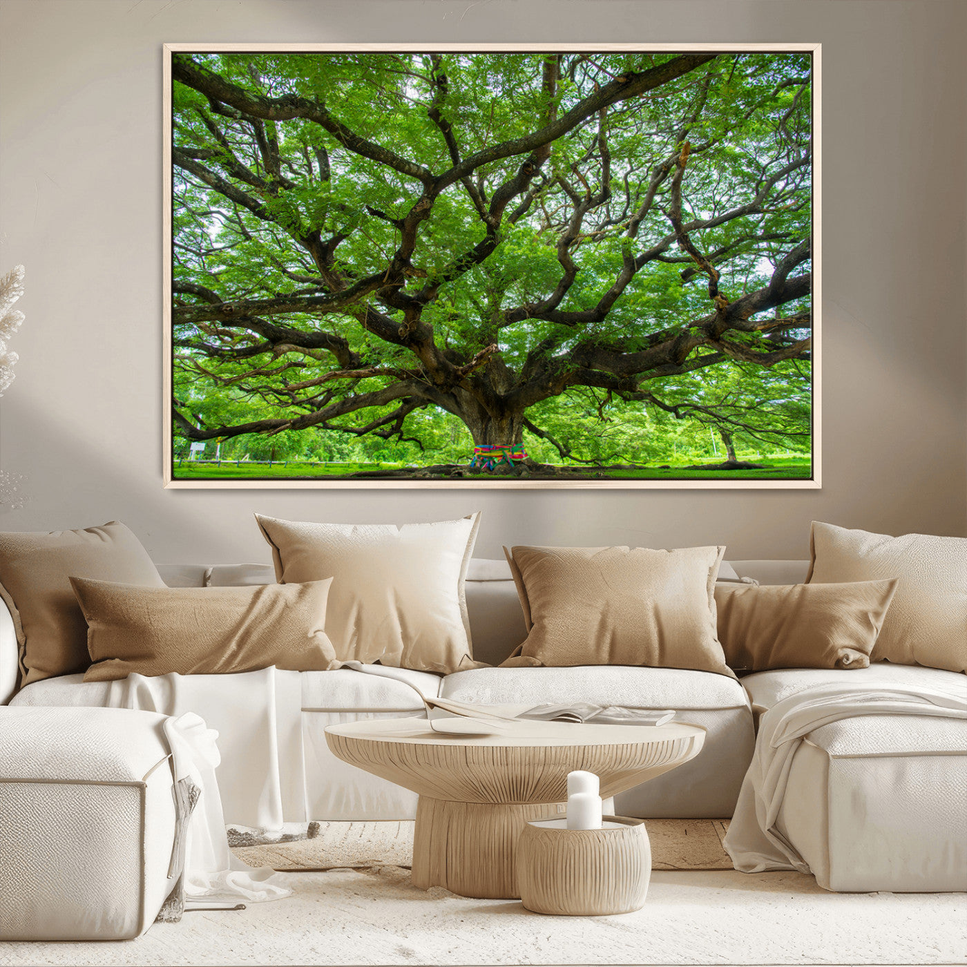 16118389-MGV-CV-36X24-Oak Tree Wall Art Print, Forest Canvas Wall Art for Home and Office, Framed Angel Oak Tree Canvas