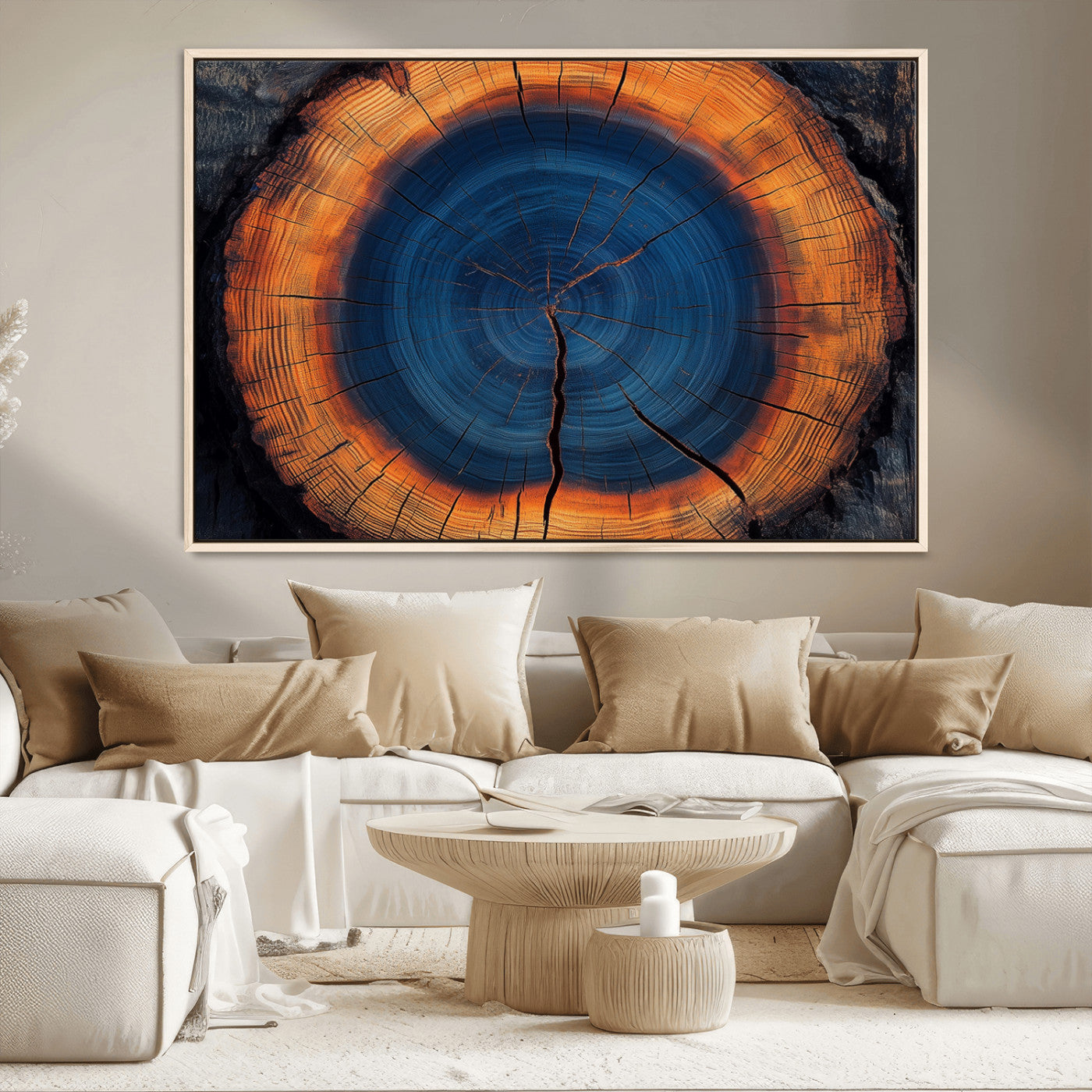 MGV-FC-36X24 - Abstract Tree Ring Wall Art Print, Natural Rustic Wood Texture Canvas Print, Framed Tree Ring Printing, Wood Tree Stump Artwork Canvas Print