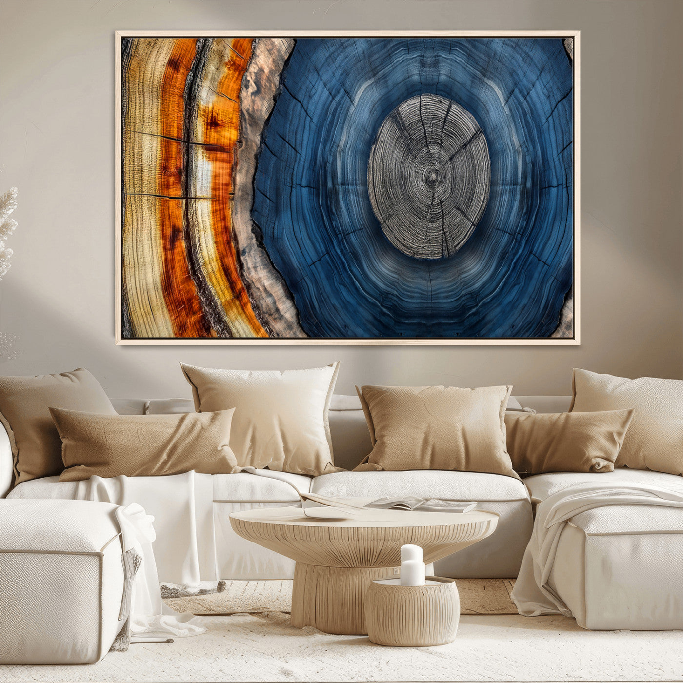 79754215-MGV-CV-36X24-Abstract Tree Rings Wall Art Canvas Print - Wood Grain Rings Artwork Print - Nature Woodland Modern