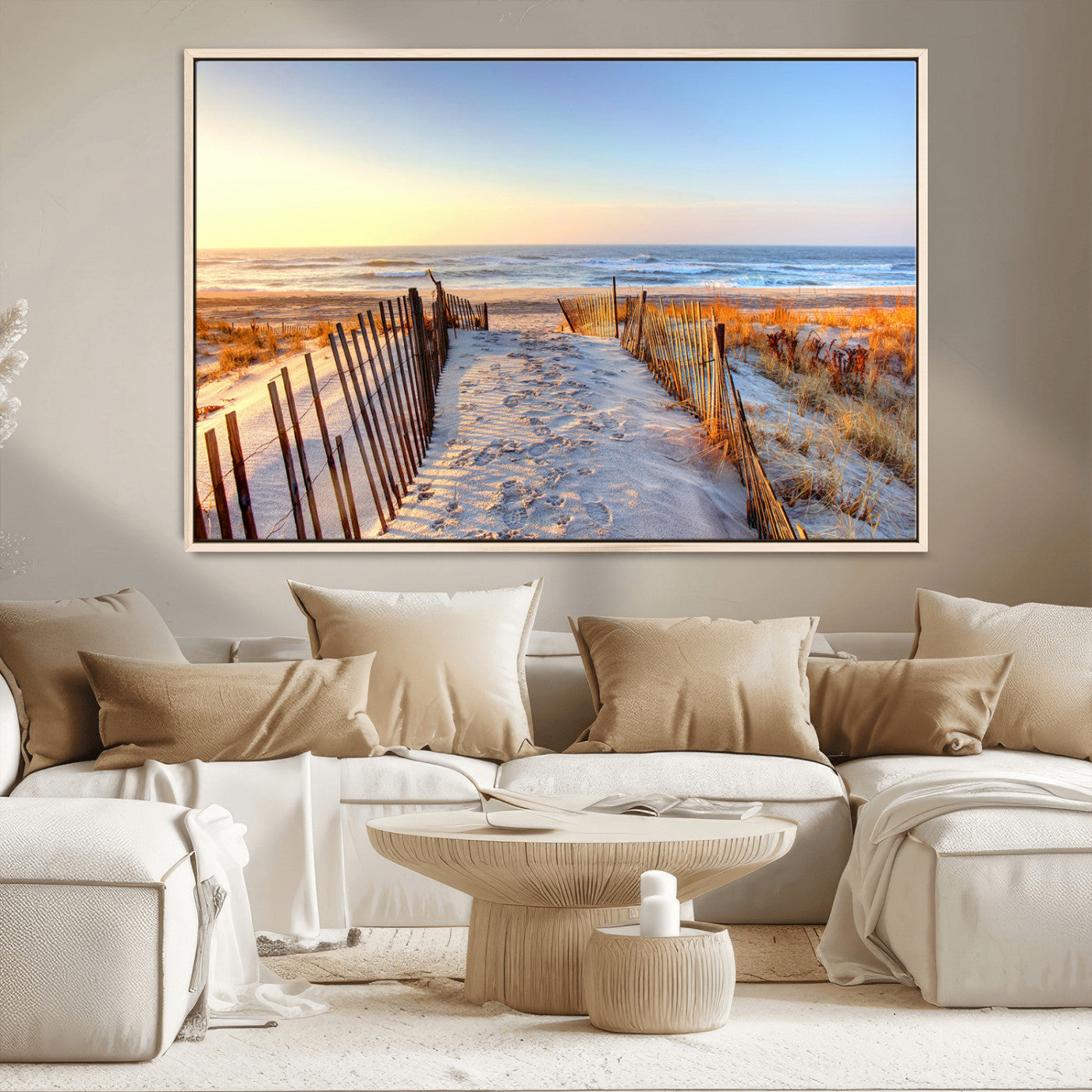 73351887-MGV-CV-36X24-Ocean Sunset Wall Art Canvas Print – Nautical Beach Photography Summer Coastal Serenity Artwork for Home, Office