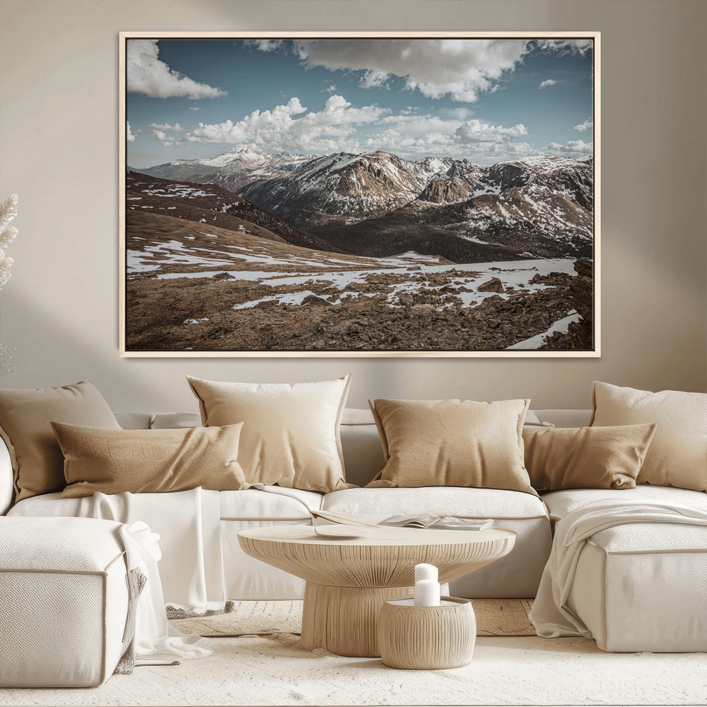 44565953-MGV-CV-36X24-Mountain Landscape Wall Art Canvas Print – Framed Snowy Peaks Rugged Highlands Nature Scene Artwork for Home Office