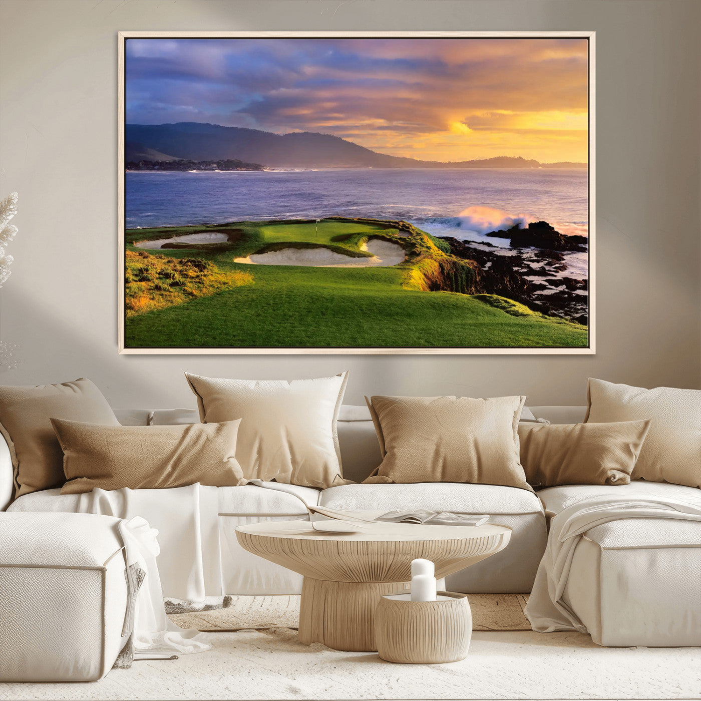 73699248-MGV-CV-36X24-Pebble Beach Golf Wall Art Canvas Print – Iconic Coastal Golf Course Artwork for Home, Office, Living Room