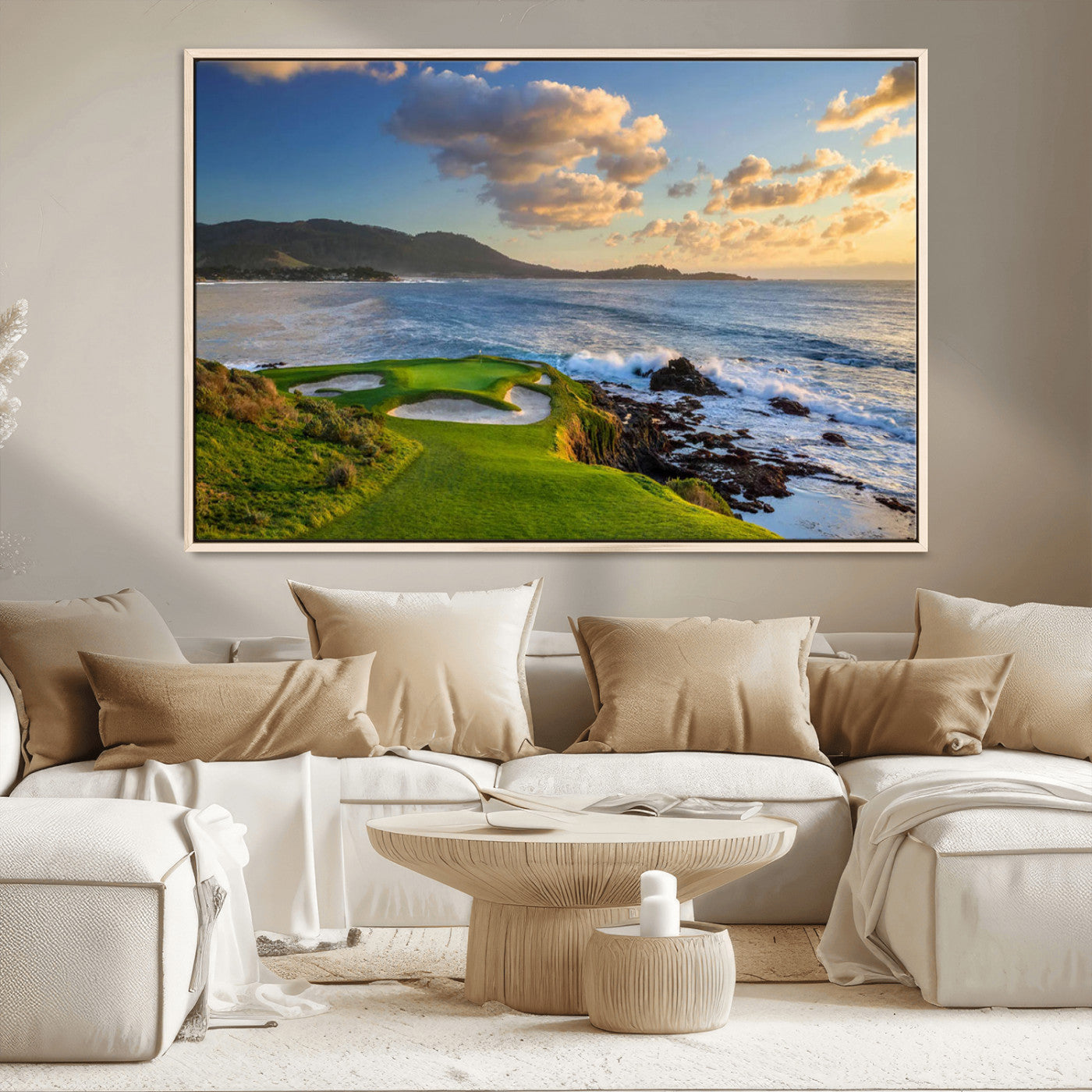 50107048-MGV-CV-36X24-Pebble Beach Golf Links Wall Art Canvas Print – Iconic Coastal Golf Course Artwork for Home, Office, Living Room