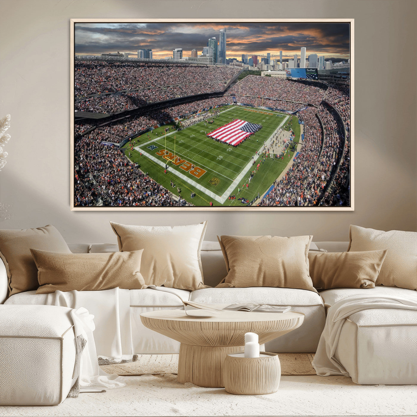 -Chicago Bears Soldiers Field Wall Art Canvas Print – Framed Football Stadium Artwork for Home, Office, Living Room
